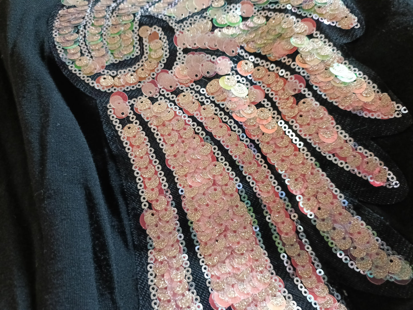Black Top with Sequin Angel Wings on Back