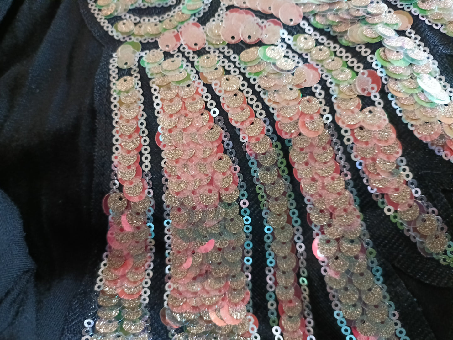 Black Top with Sequin Angel Wings on Back