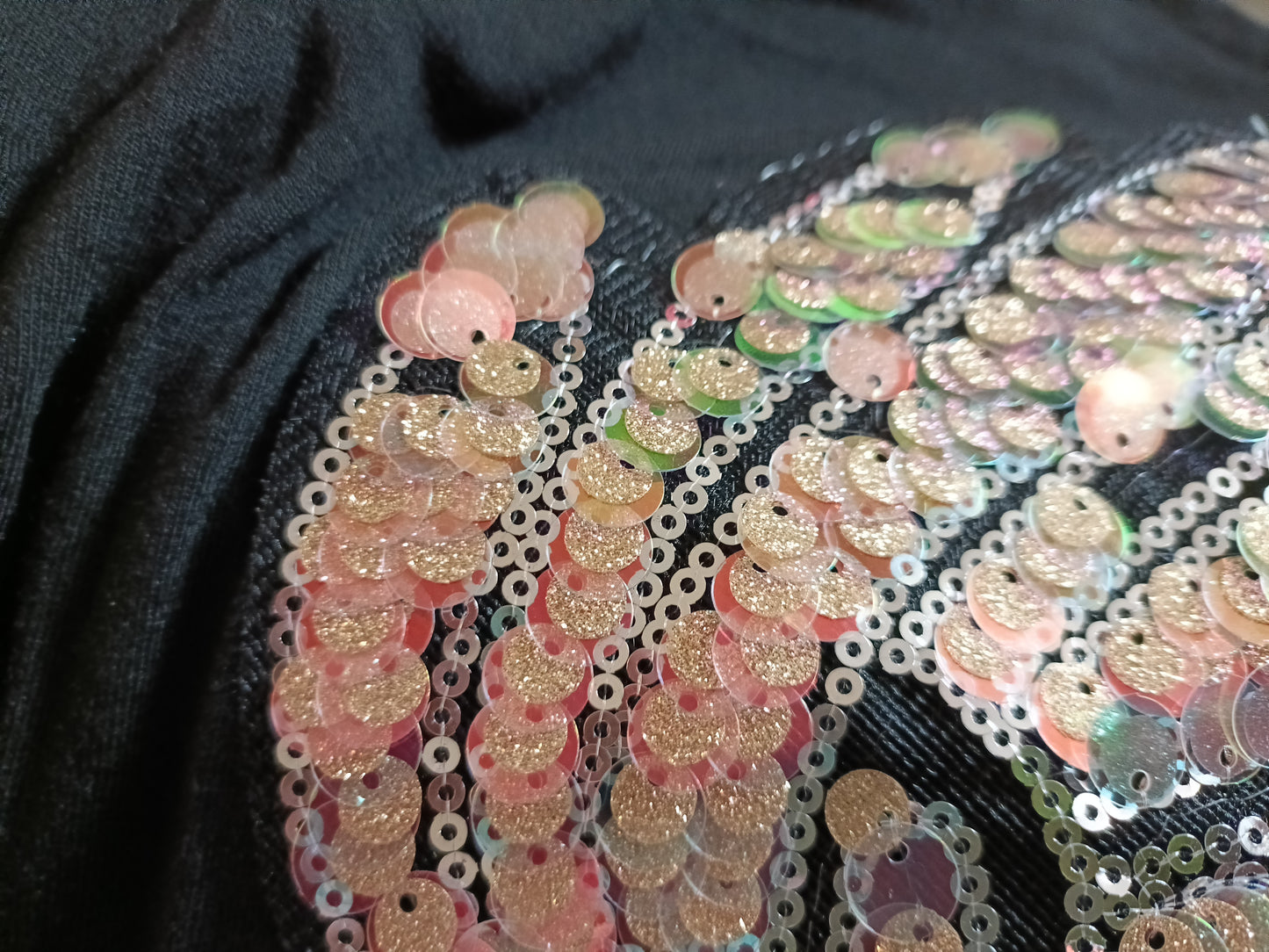 Black Top with Sequin Angel Wings on Back