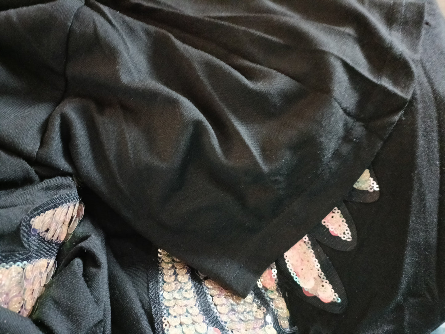 Black Top with Sequin Angel Wings on Back