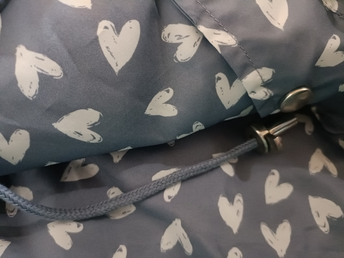 Grey Parka with Heart Print