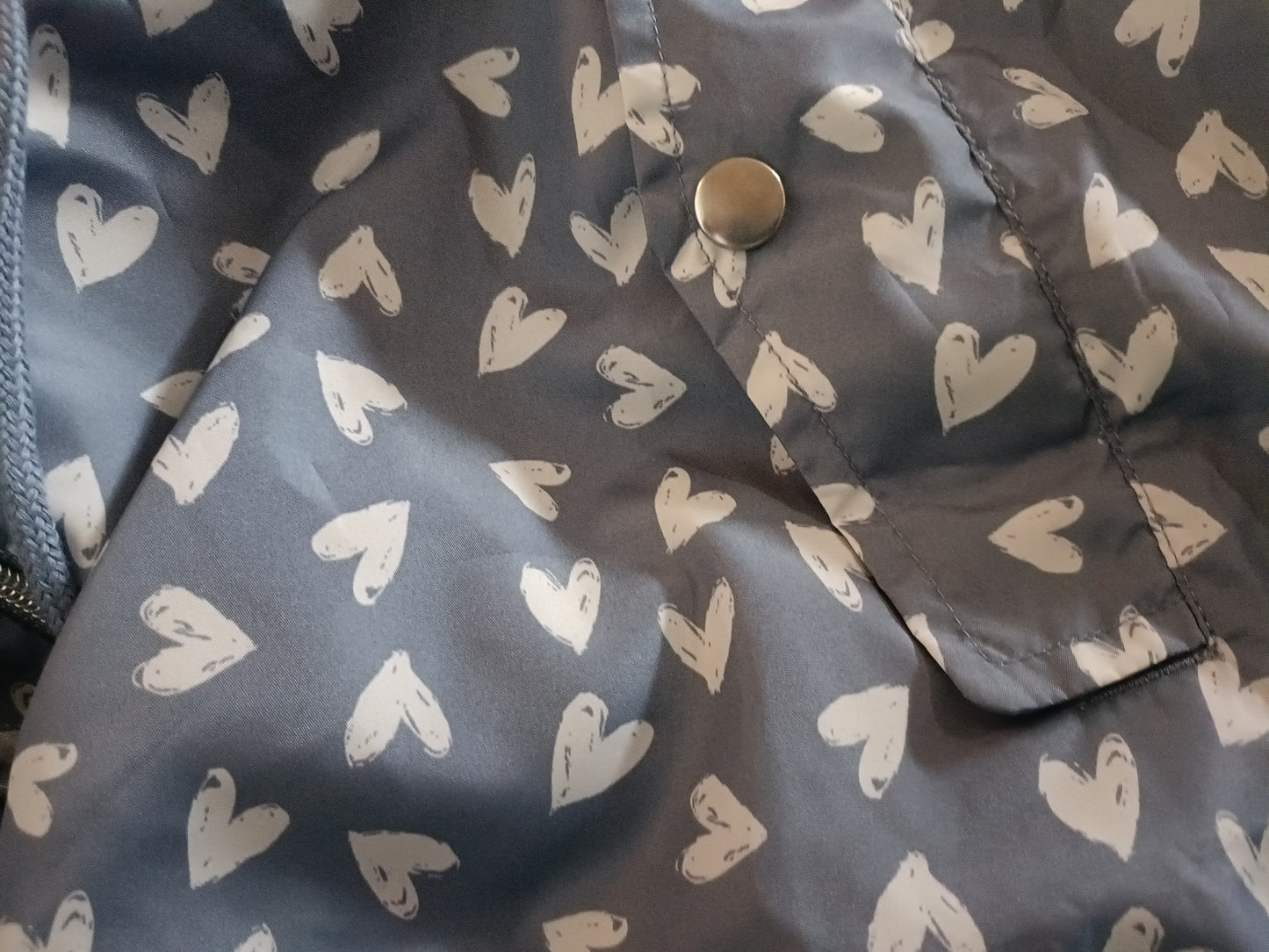 Grey Parka with Heart Print