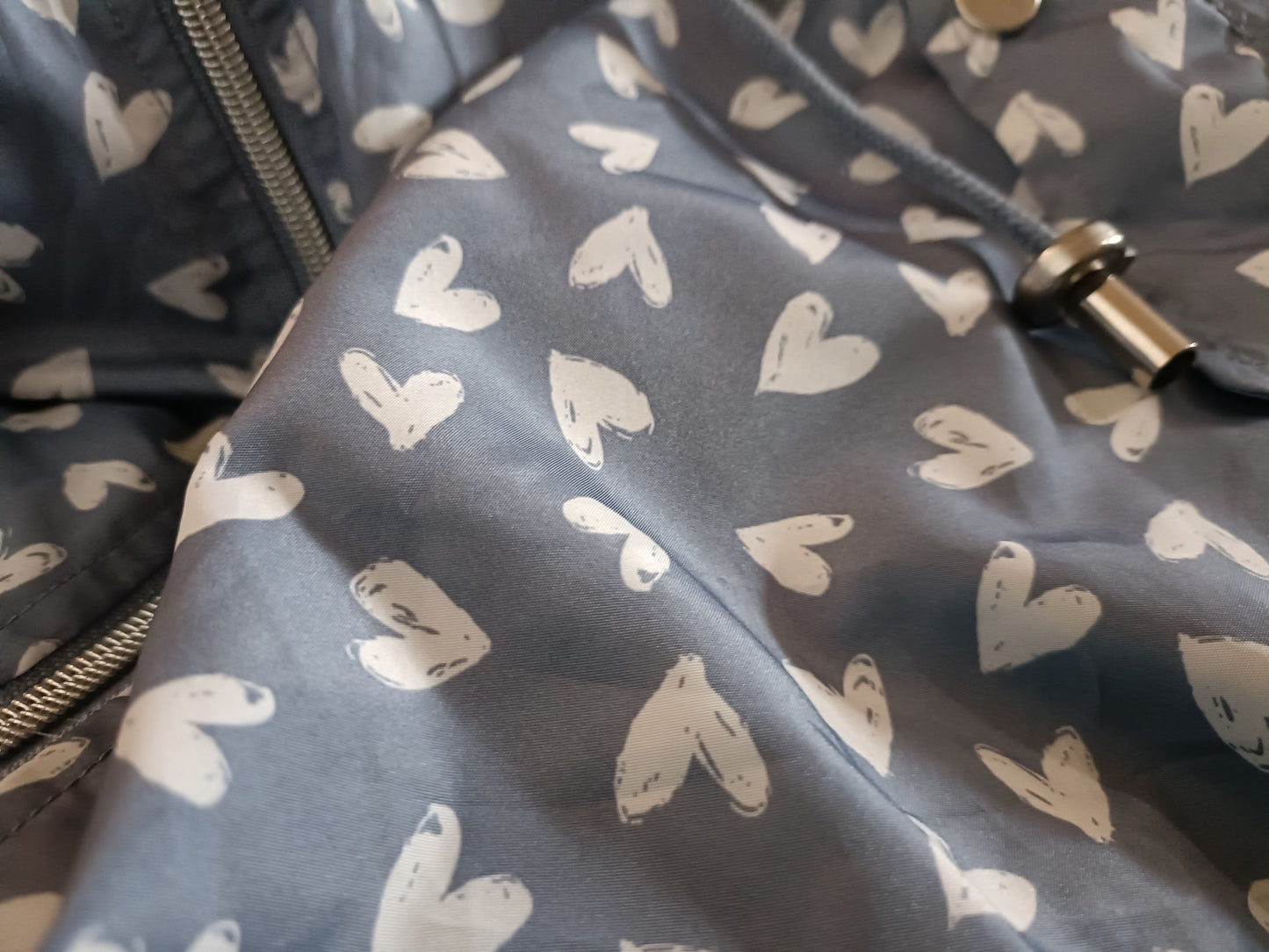 Grey Parka with Heart Print