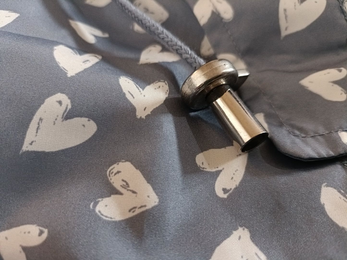 Grey Parka with Heart Print