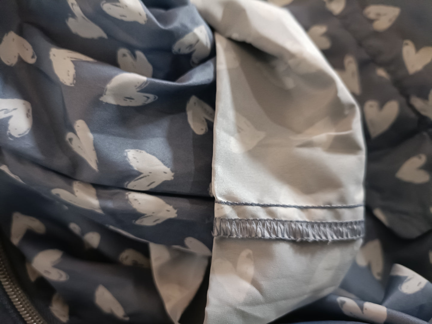 Grey Parka with Heart Print