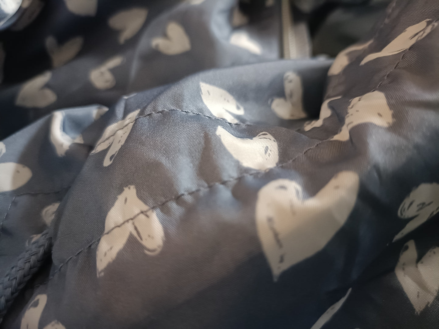 Grey Parka with Heart Print