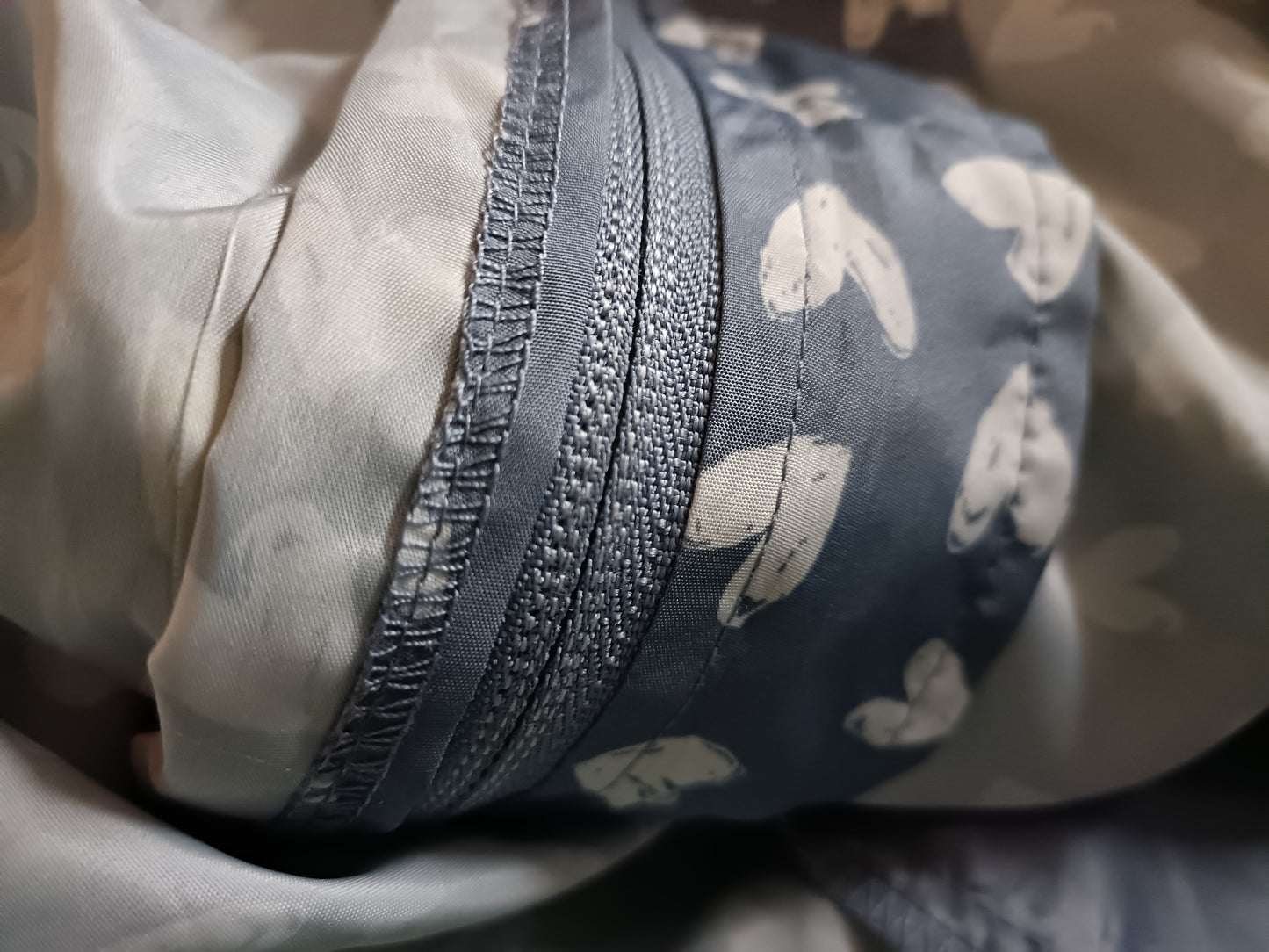 Grey Parka with Heart Print