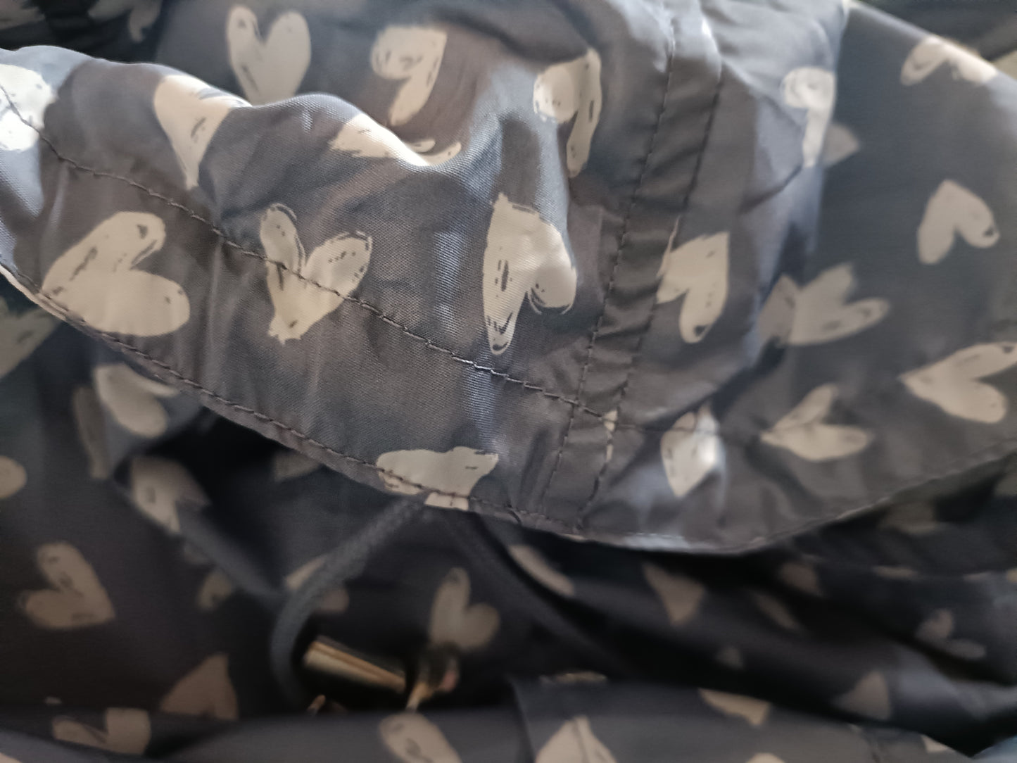 Grey Parka with Heart Print
