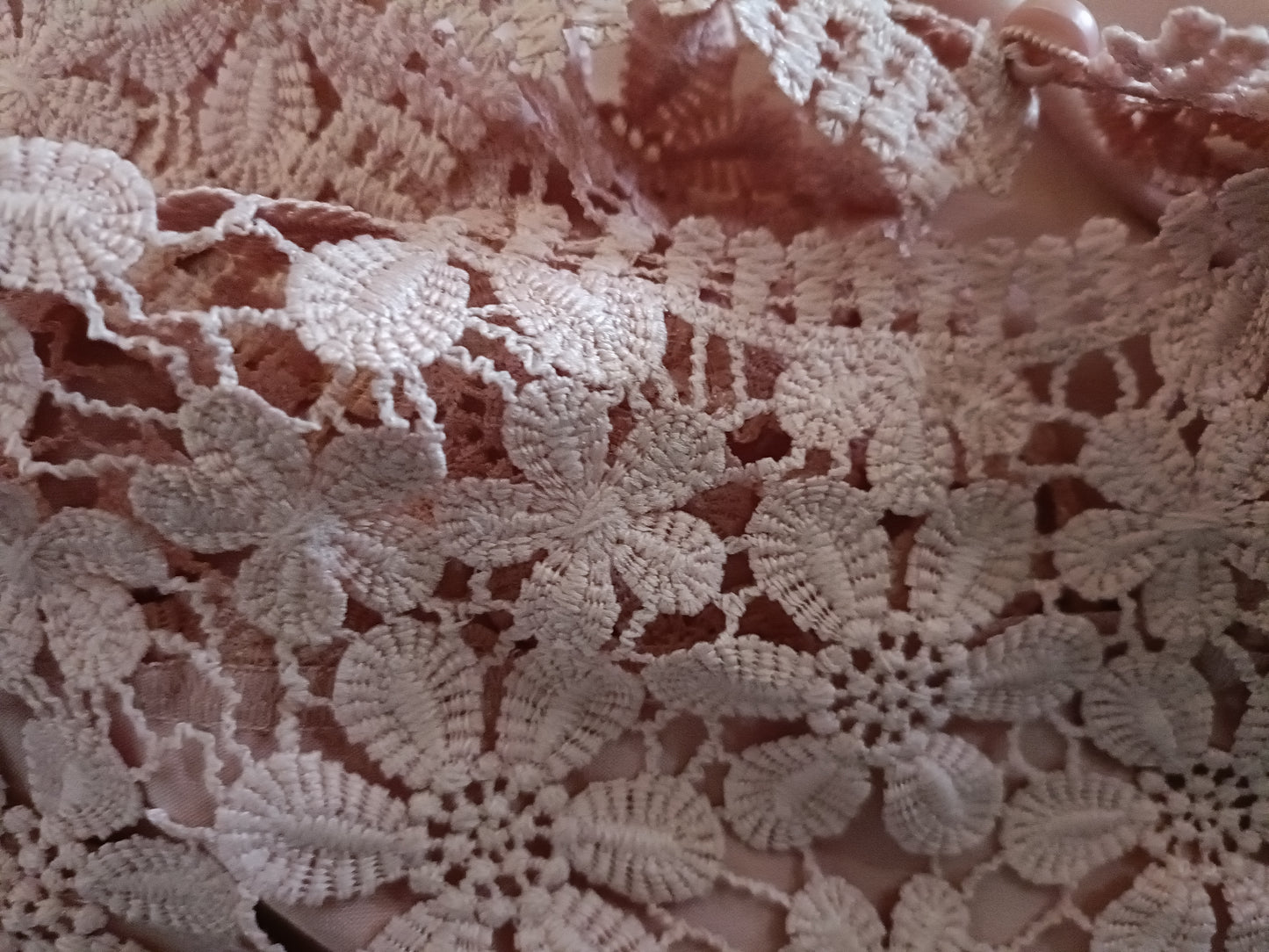 Dusky Pink Sleeveless Top with Lace Neckline