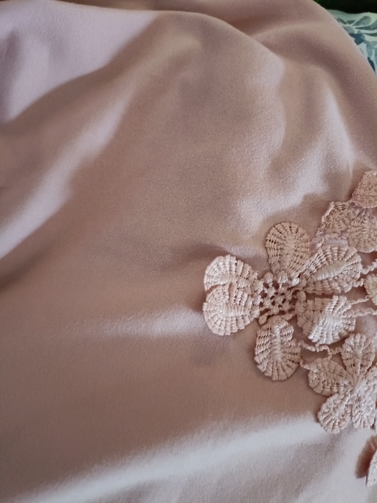 Dusky Pink Sleeveless Top with Lace Neckline