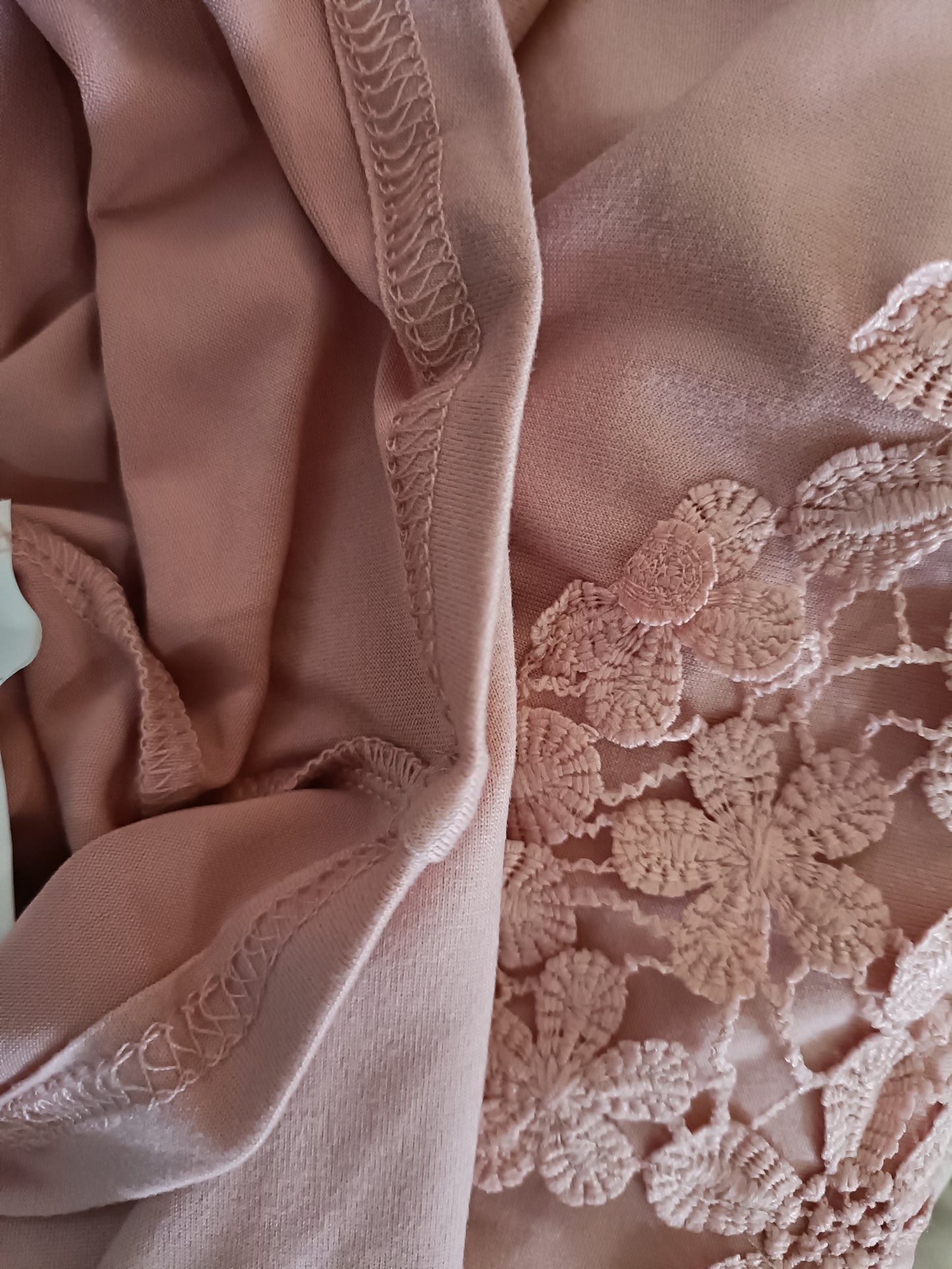 Dusky Pink Sleeveless Top with Lace Neckline