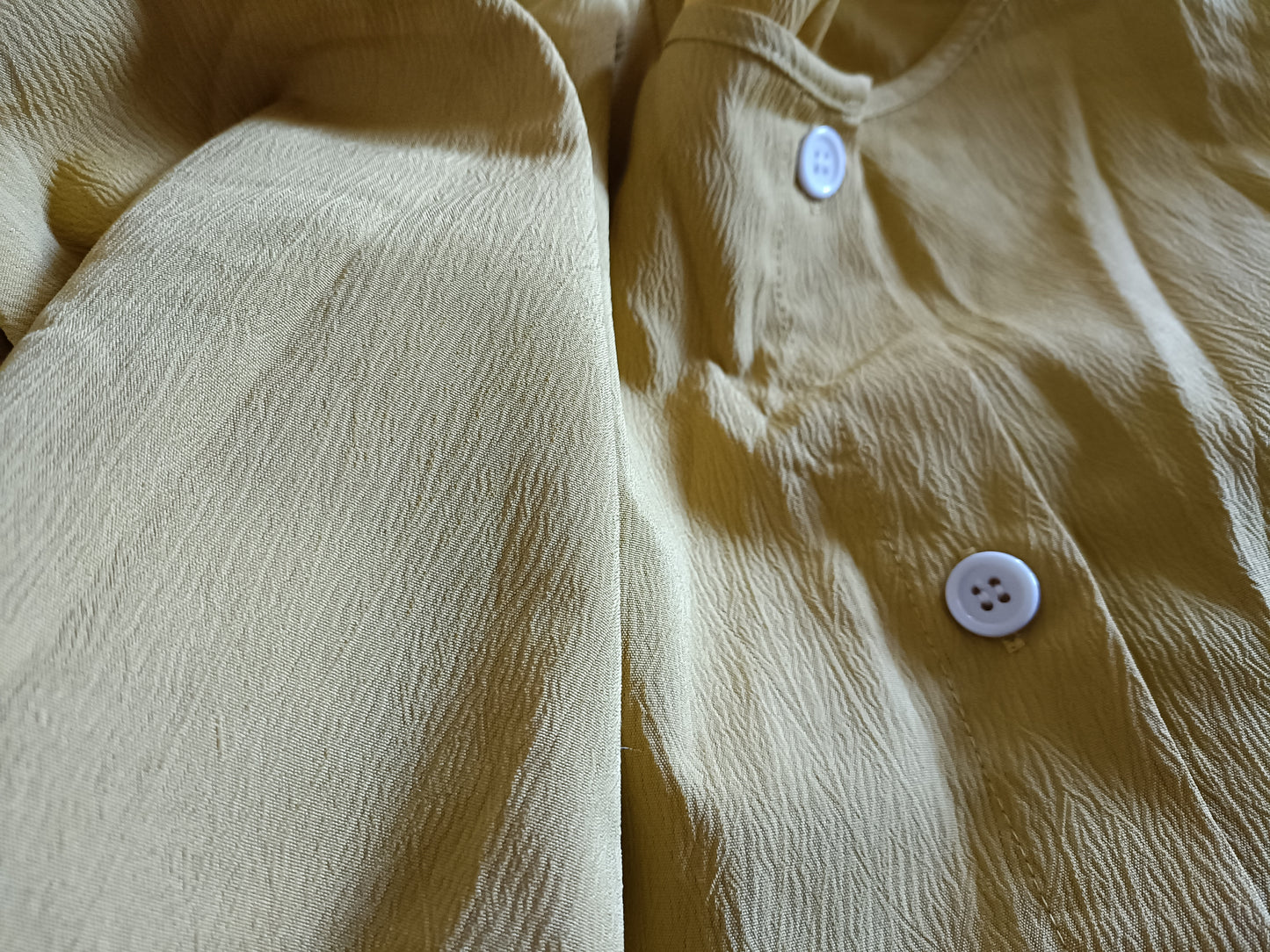Mustard Long Sleeve Collarless Blouse