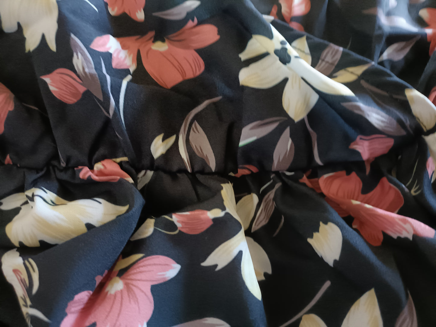 Black Floral Dress with Frill Hem
