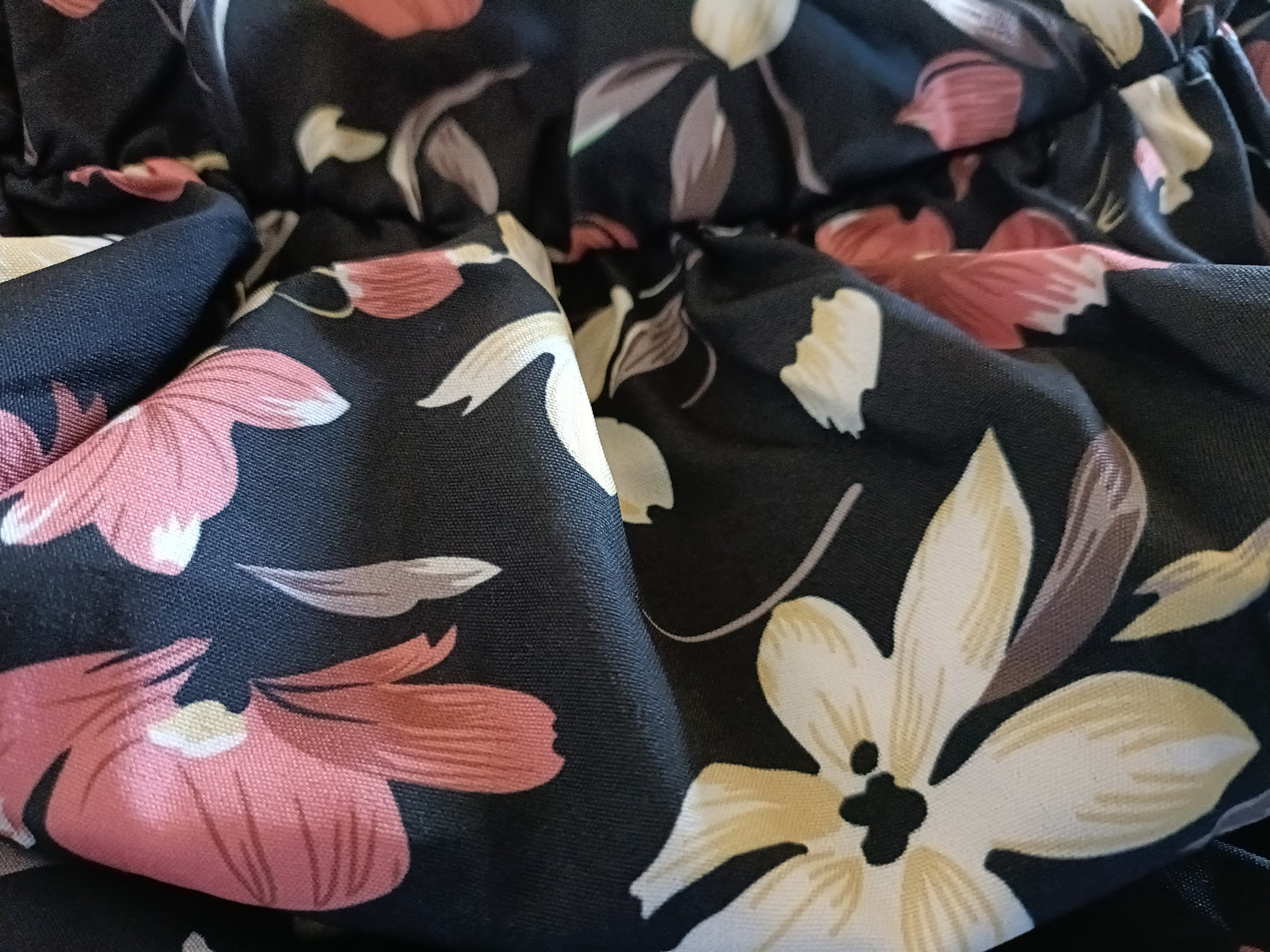 Black Floral Dress with Frill Hem