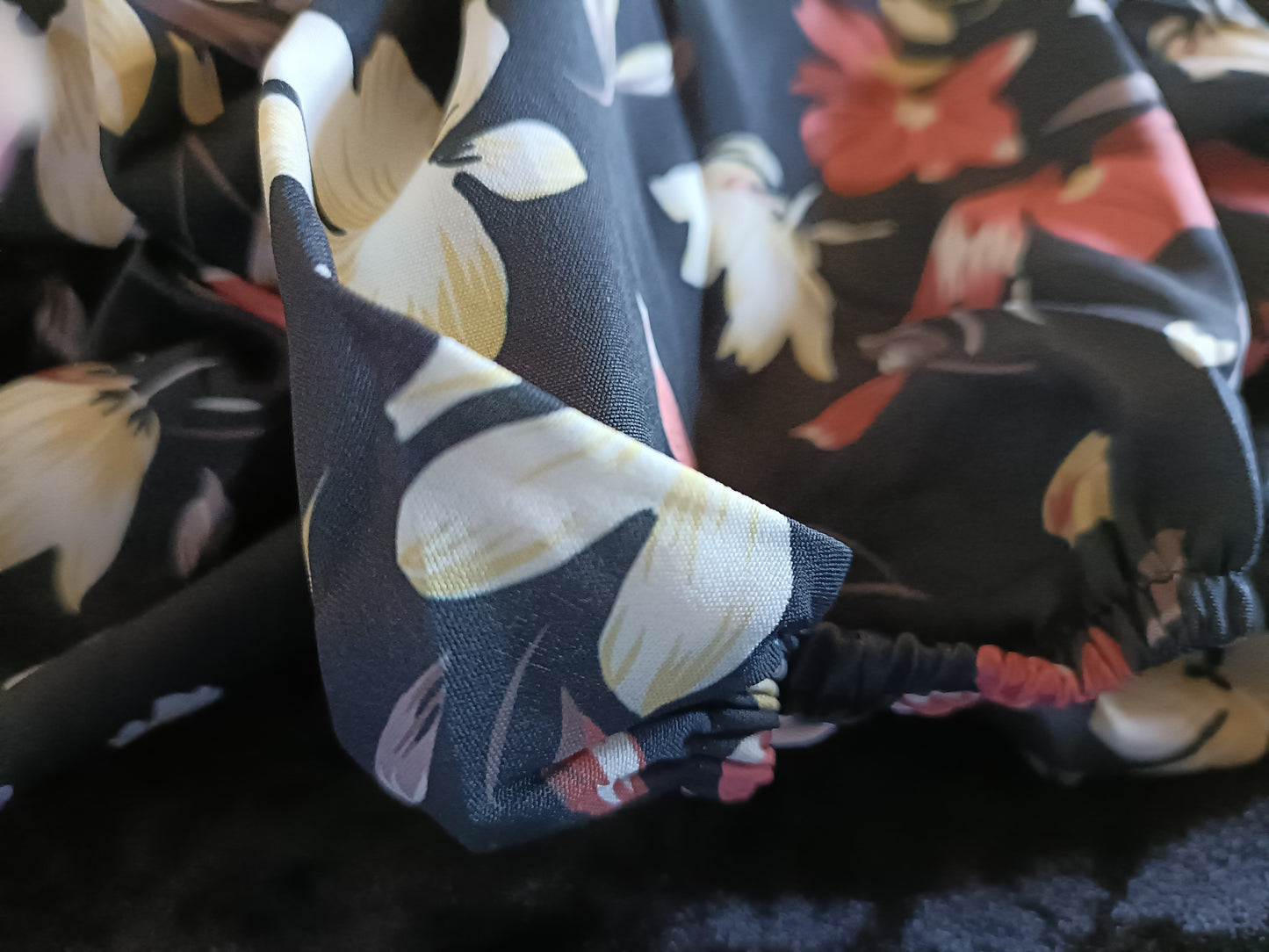 Black Floral Dress with Frill Hem