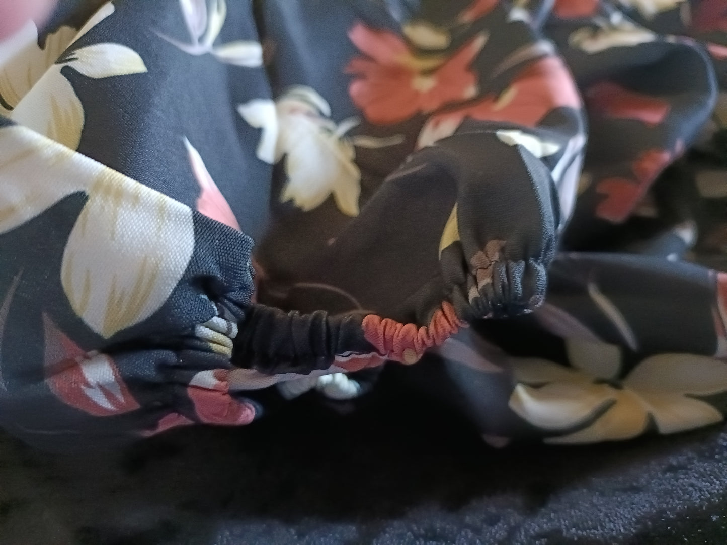 Black Floral Dress with Frill Hem