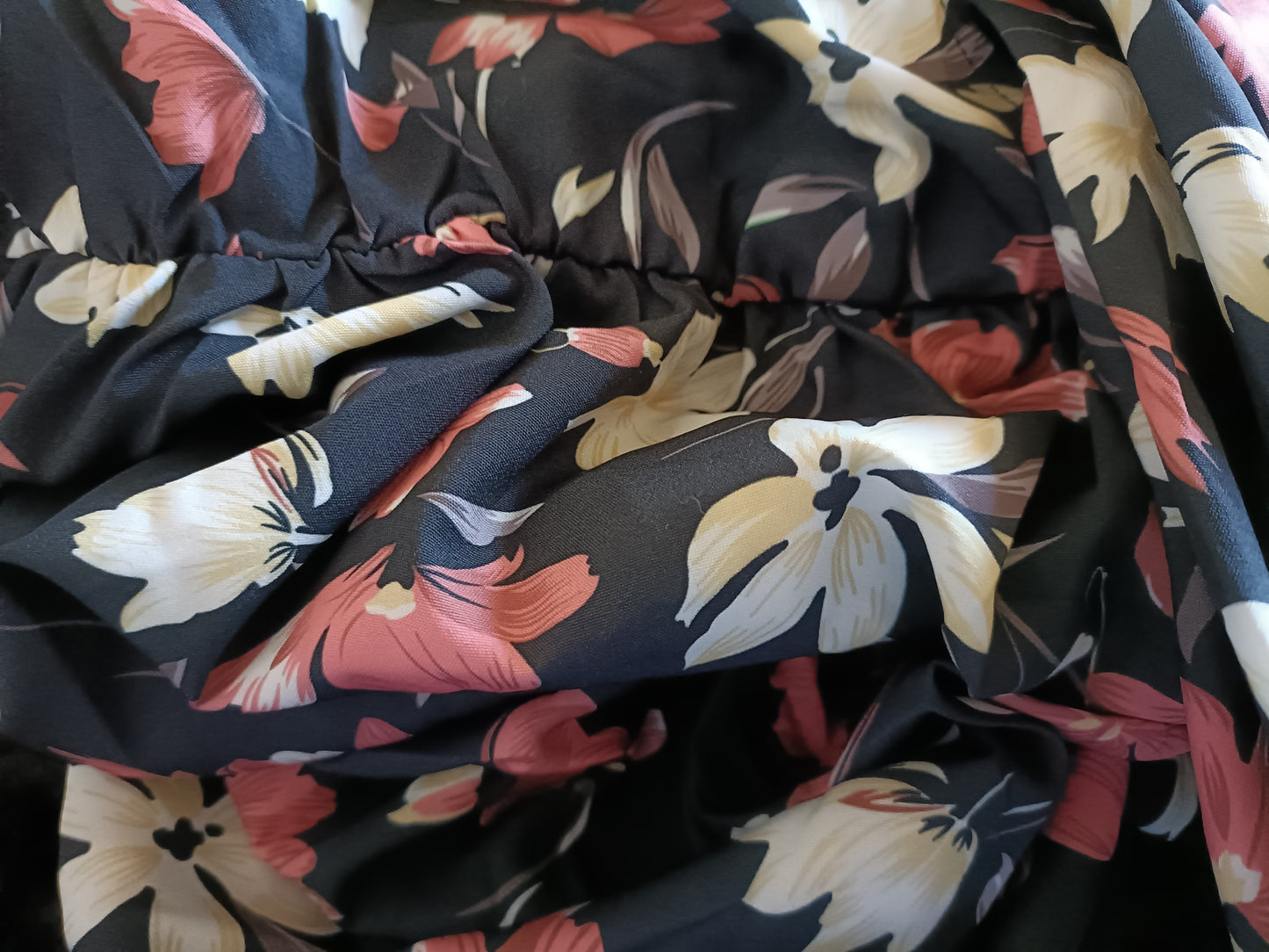 Black Floral Dress with Frill Hem