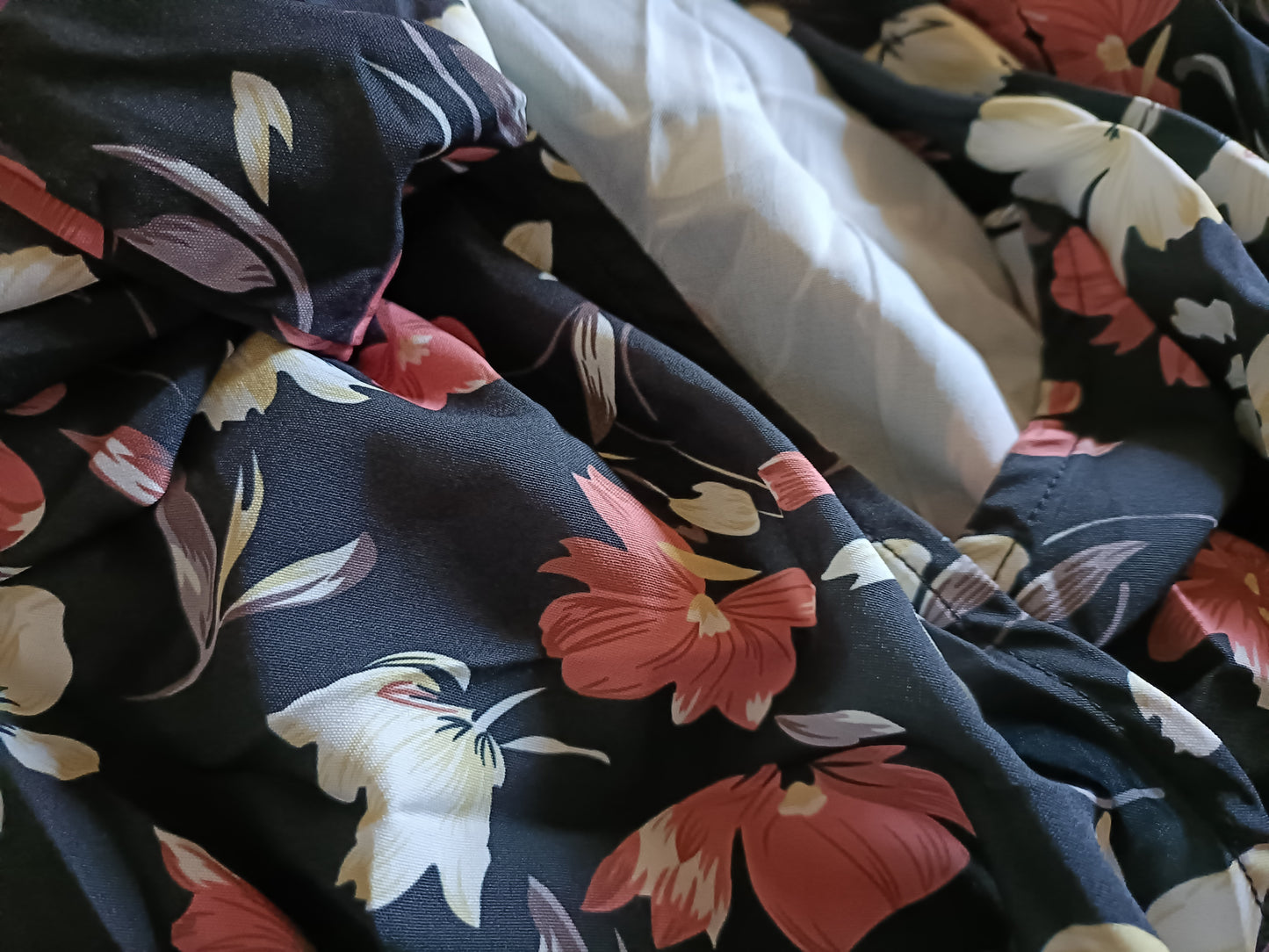 Black Floral Dress with Frill Hem