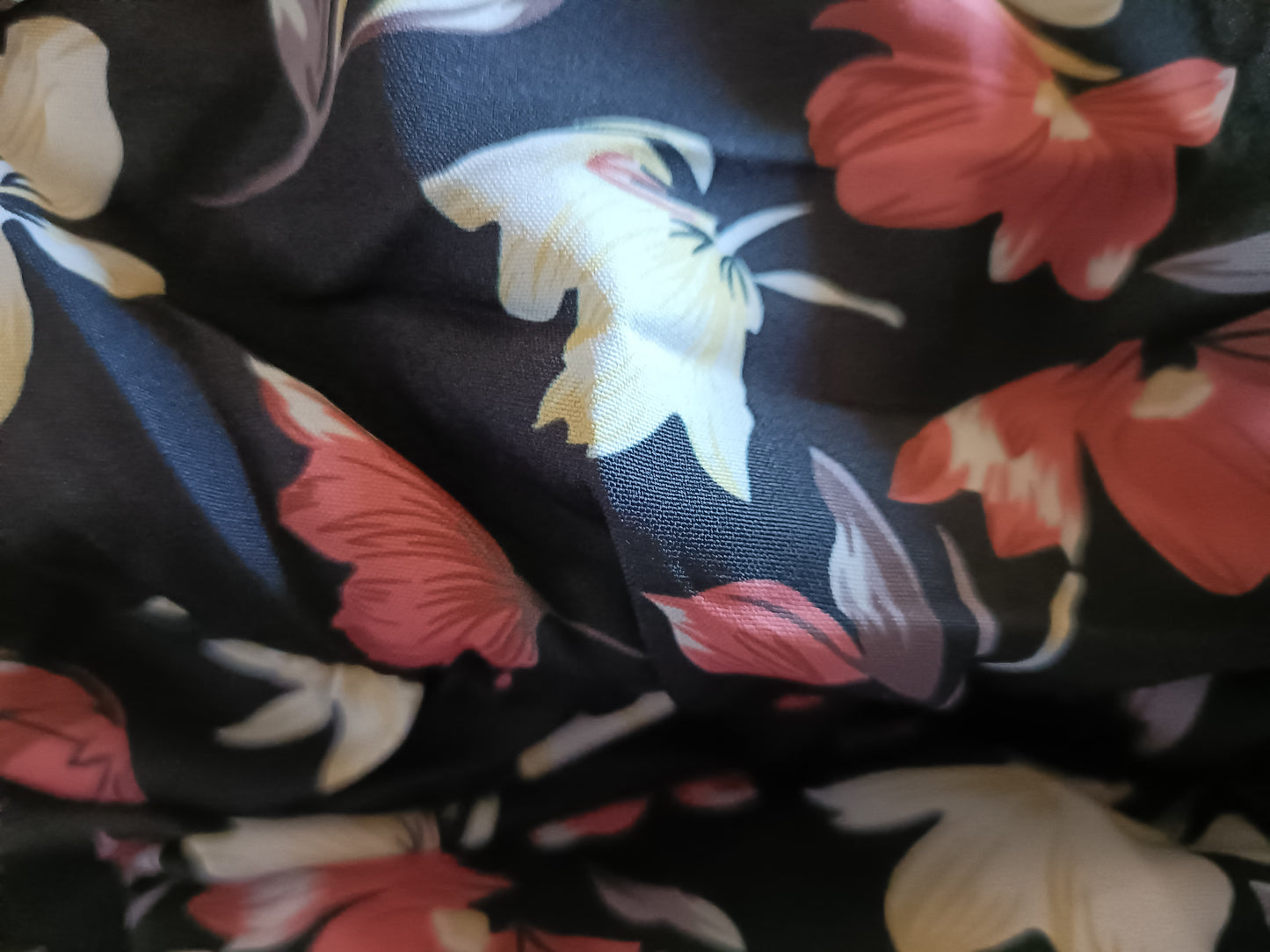 Black Floral Dress with Frill Hem
