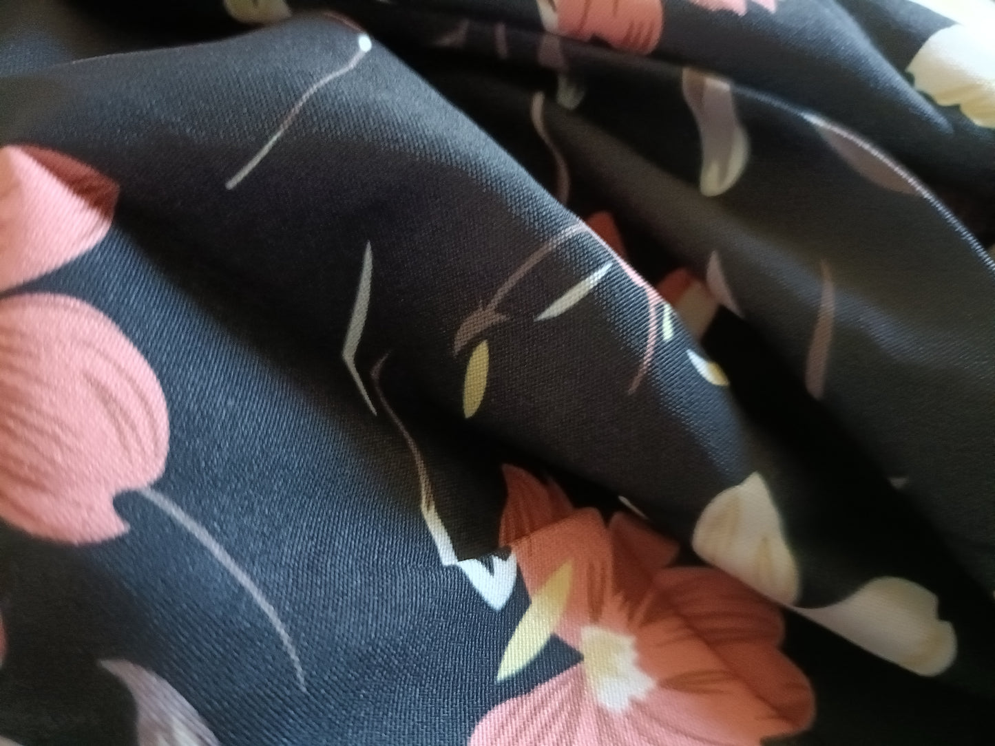 Black Floral Dress with Frill Hem