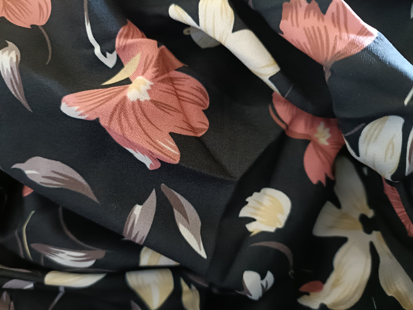 Black Floral Dress with Frill Hem