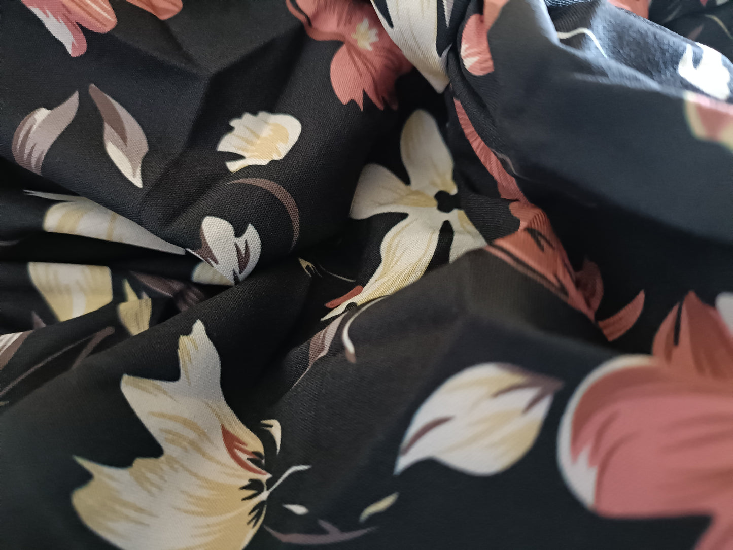 Black Floral Dress with Frill Hem