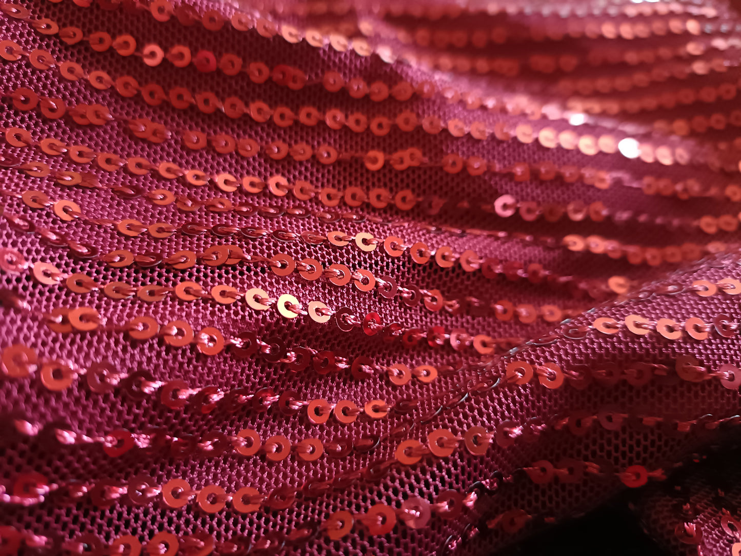 Red V Neck Top with Long Sequin Sleeves