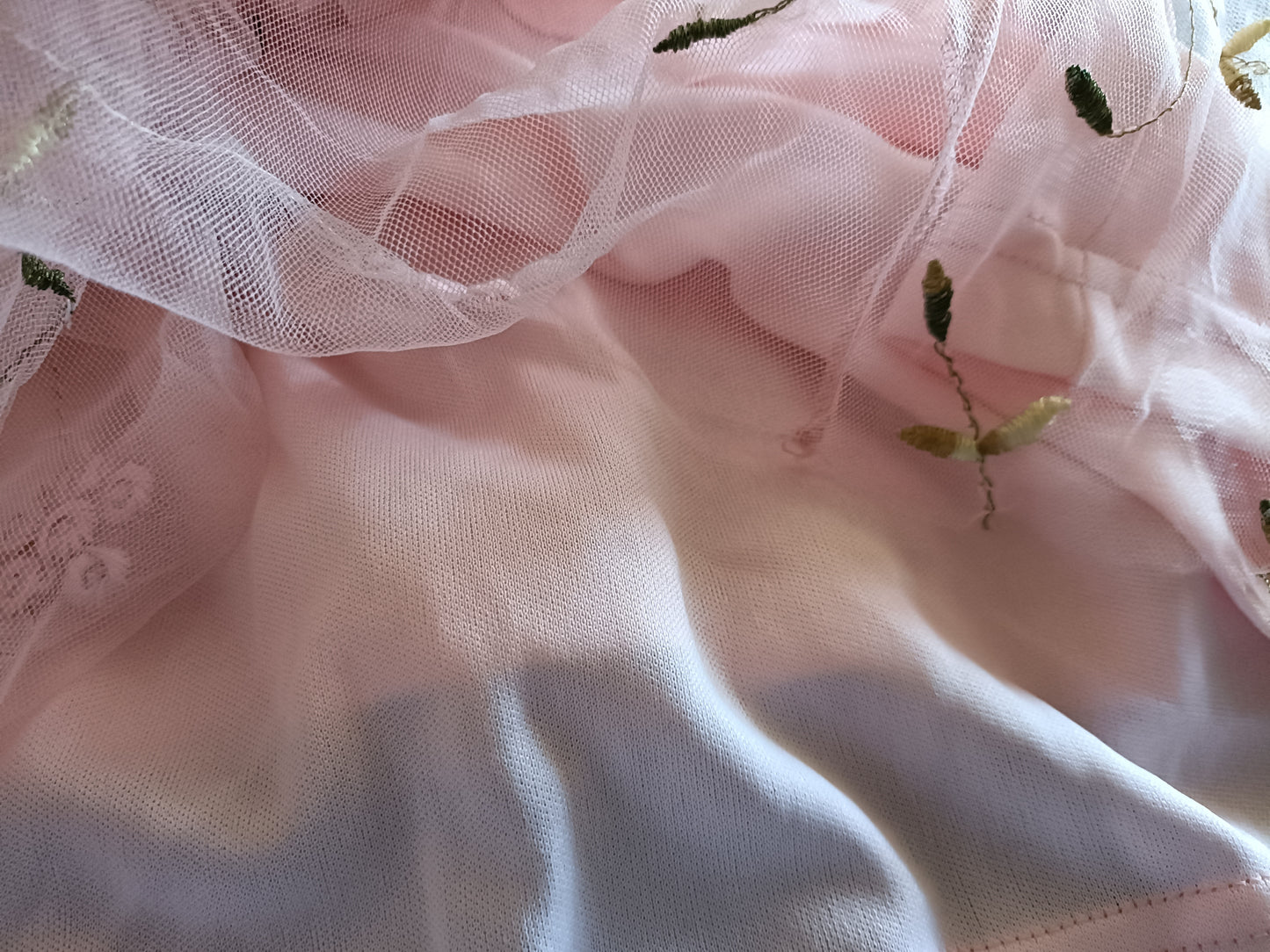 Pink Peplum Top with Floral Lace Overlay