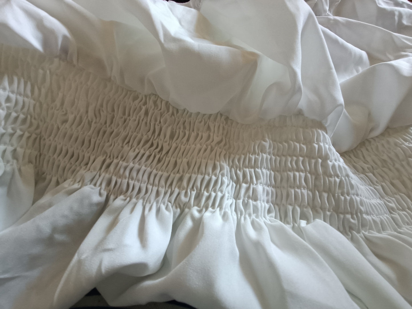 White Gypsy Style Top with Elasticated Waist and Tie Bodice