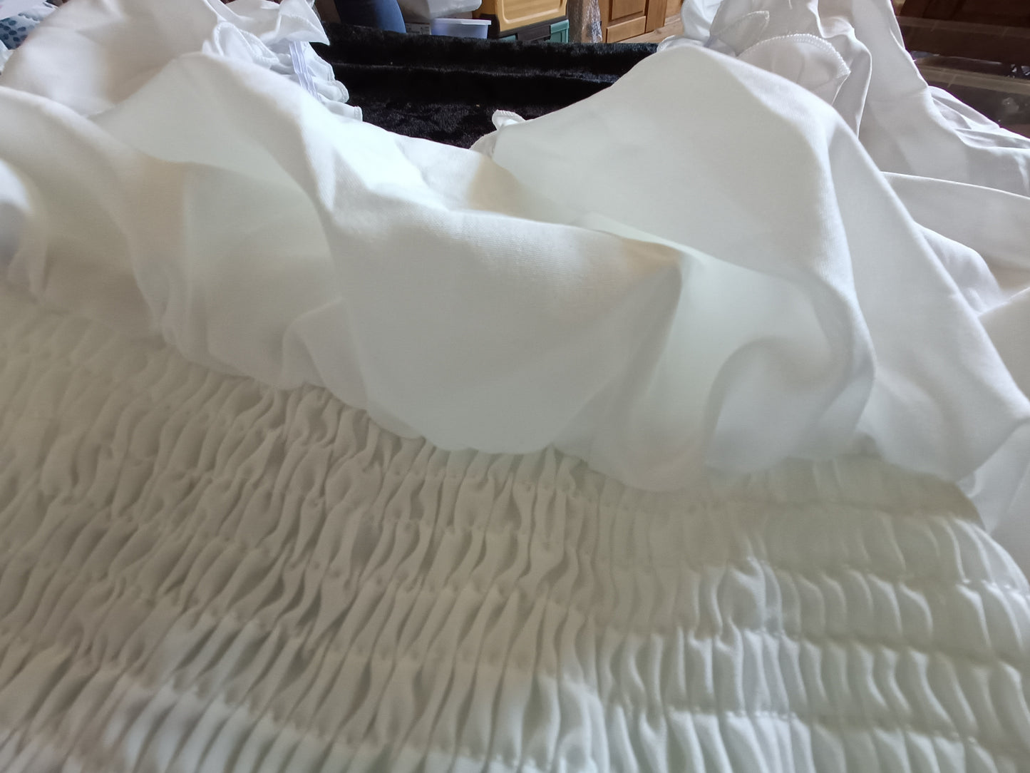 White Gypsy Style Top with Elasticated Waist and Tie Bodice