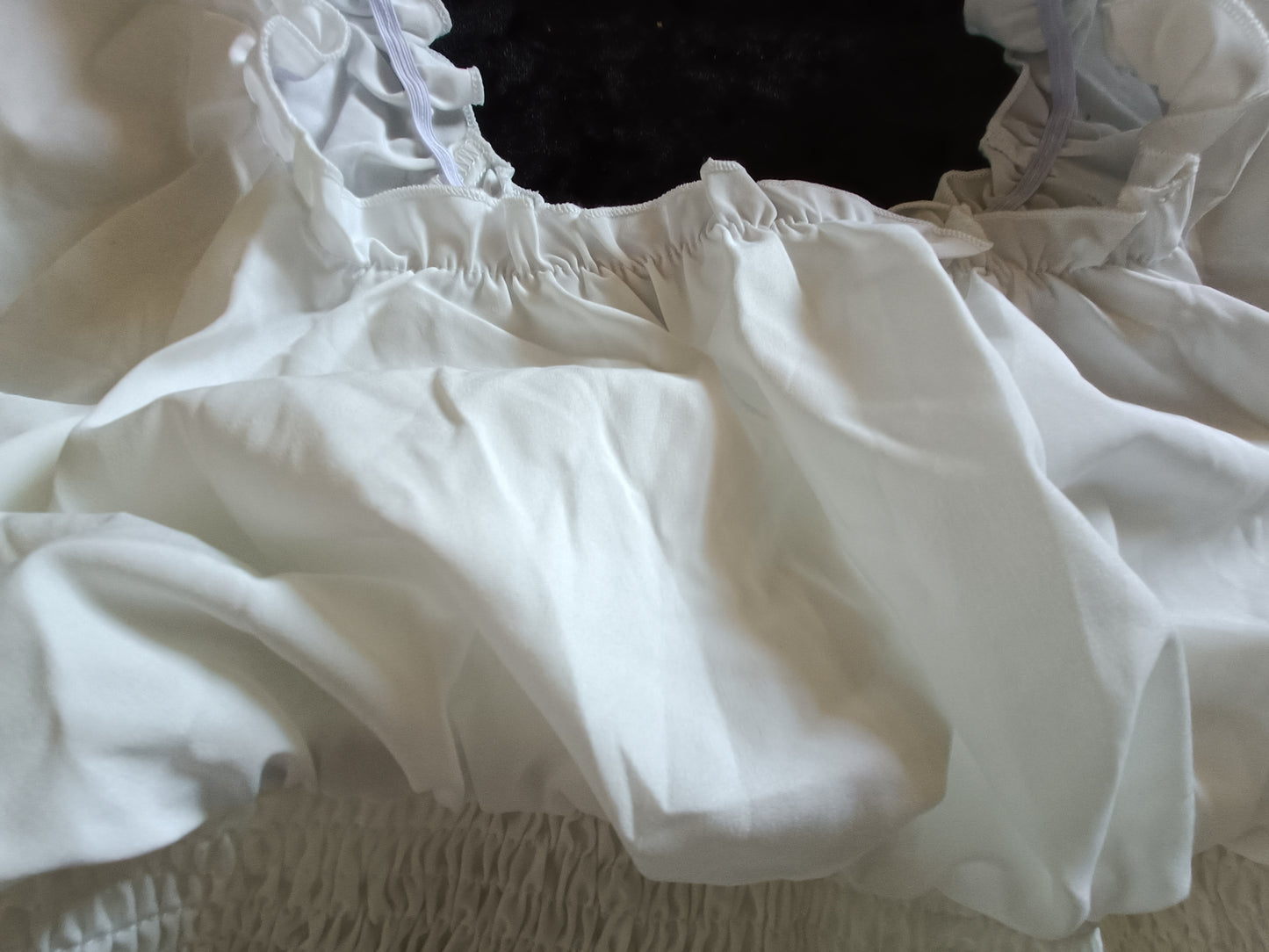 White Gypsy Style Top with Elasticated Waist and Tie Bodice