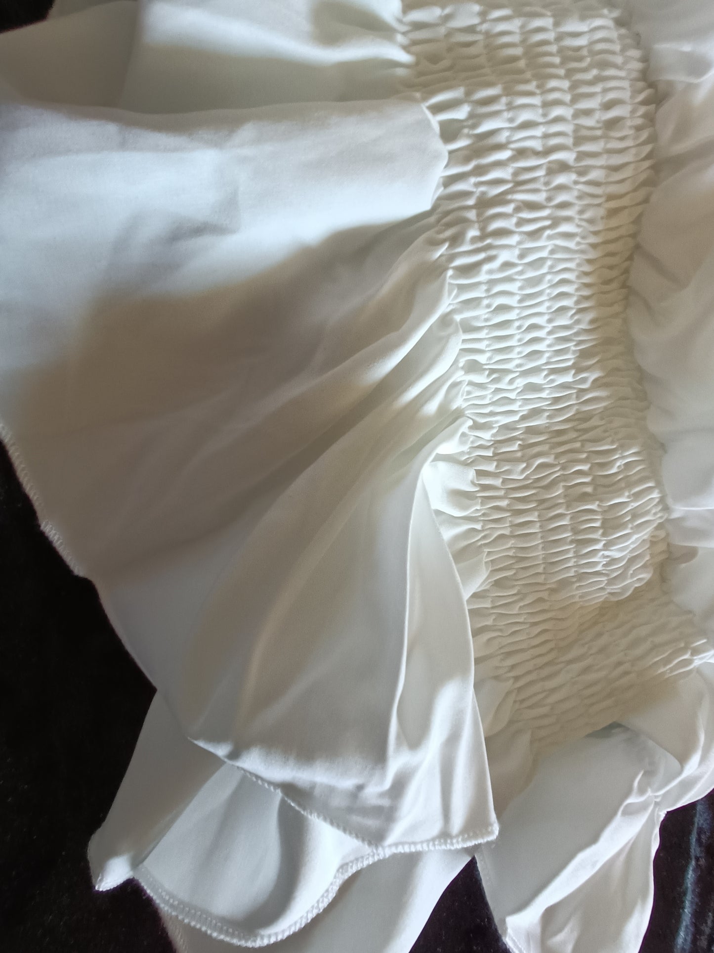 White Gypsy Style Top with Elasticated Waist and Tie Bodice