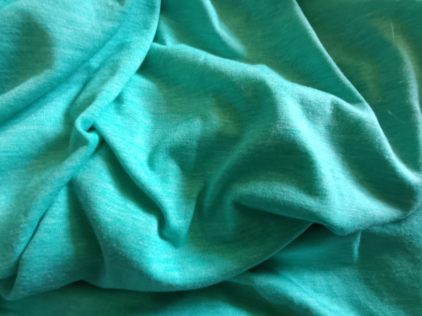 Turquoise/Green Short Sleeve T Shirt with Rounded Hem and Raglan Sleeves