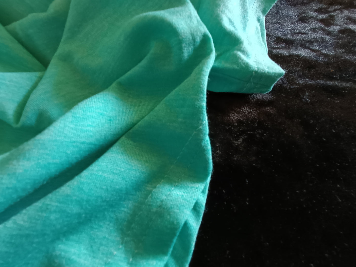 Turquoise/Green Short Sleeve T Shirt with Rounded Hem and Raglan Sleeves