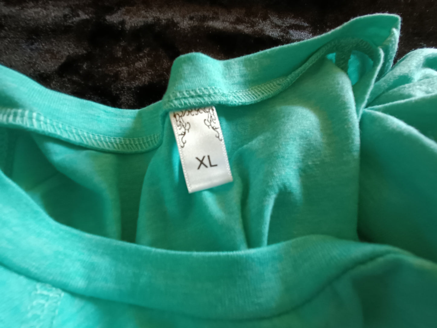 Turquoise/Green Short Sleeve T Shirt with Rounded Hem and Raglan Sleeves