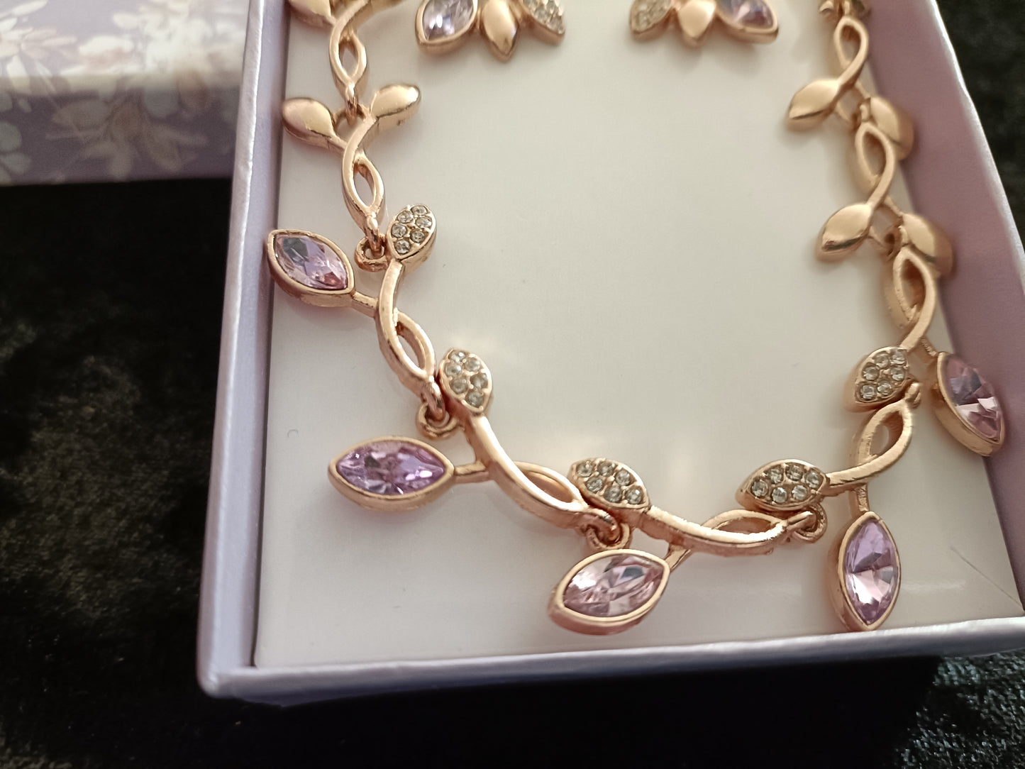 Avon Gold Coloured Leaf Necklace and Earring Set