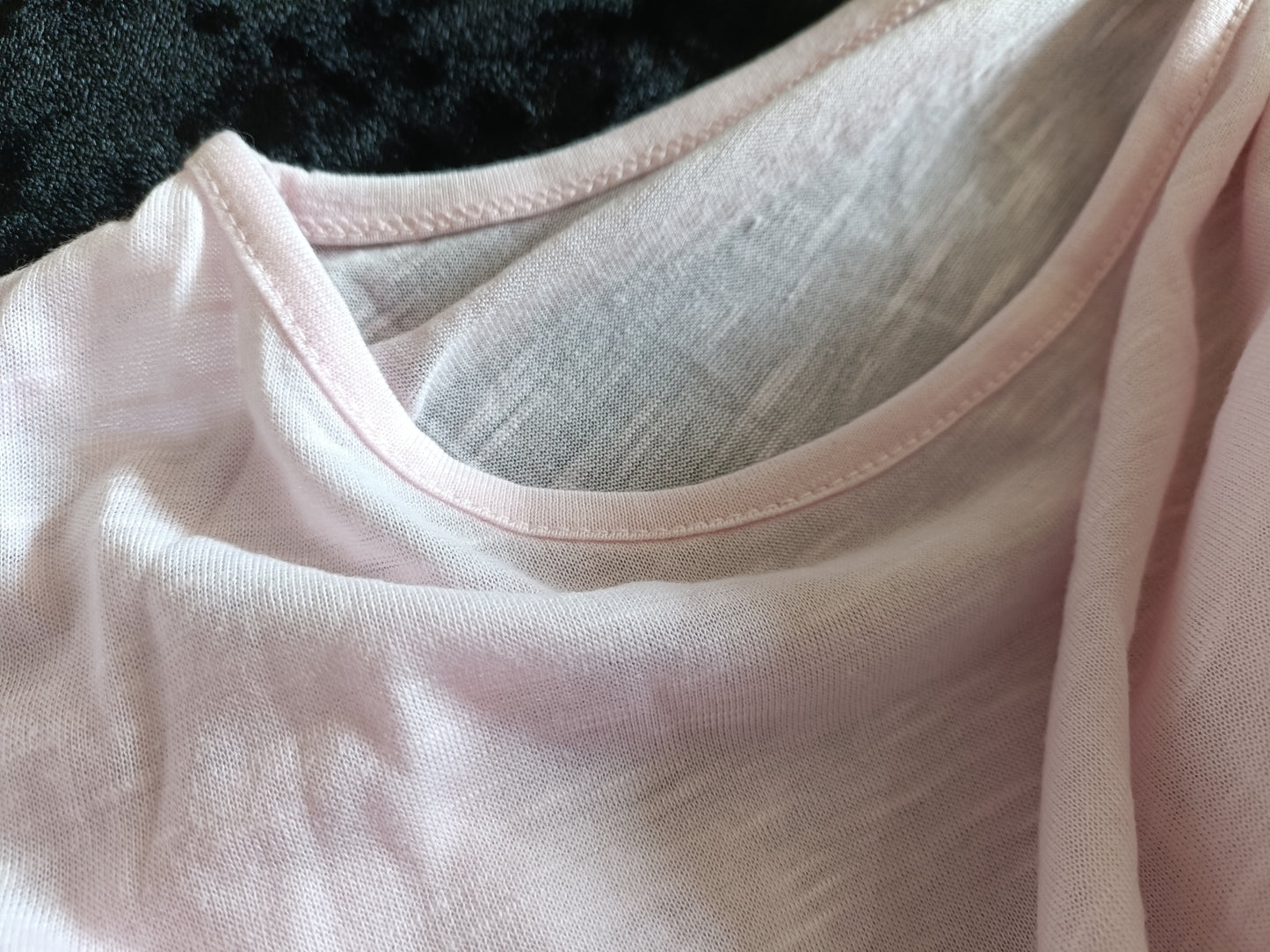 Light Pink T Shirt with Lace Detail on Short Sleeves