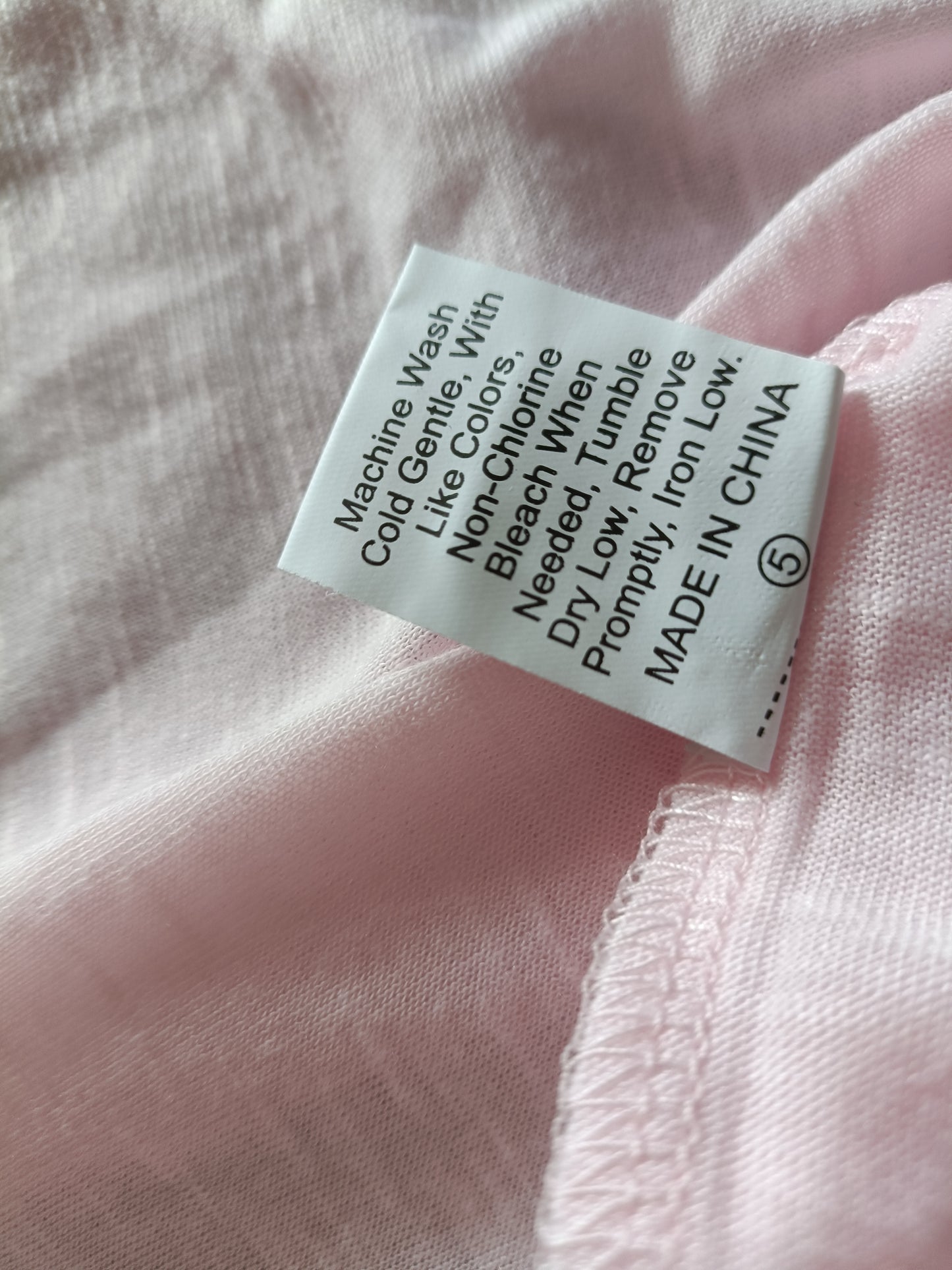 Light Pink T Shirt with Lace Detail on Short Sleeves