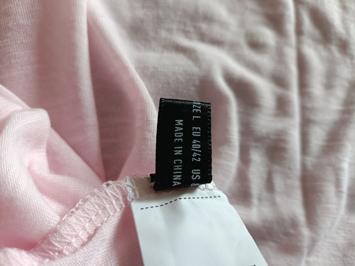 Light Pink T Shirt with Lace Detail on Short Sleeves