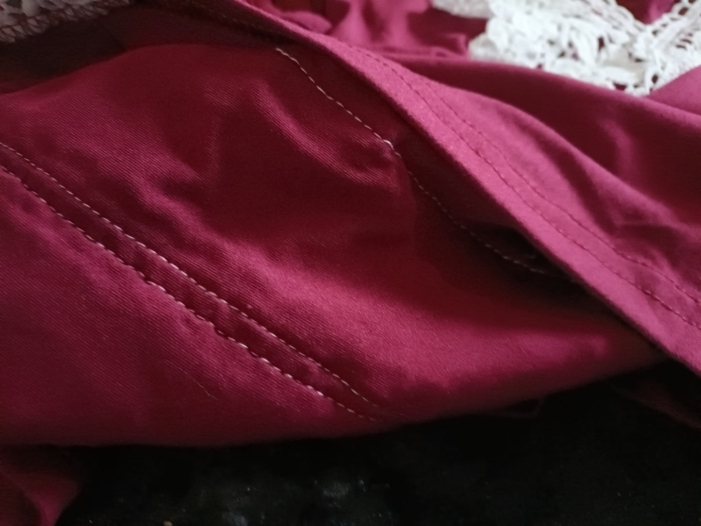 Dark Red Strappy Top with Lace Front