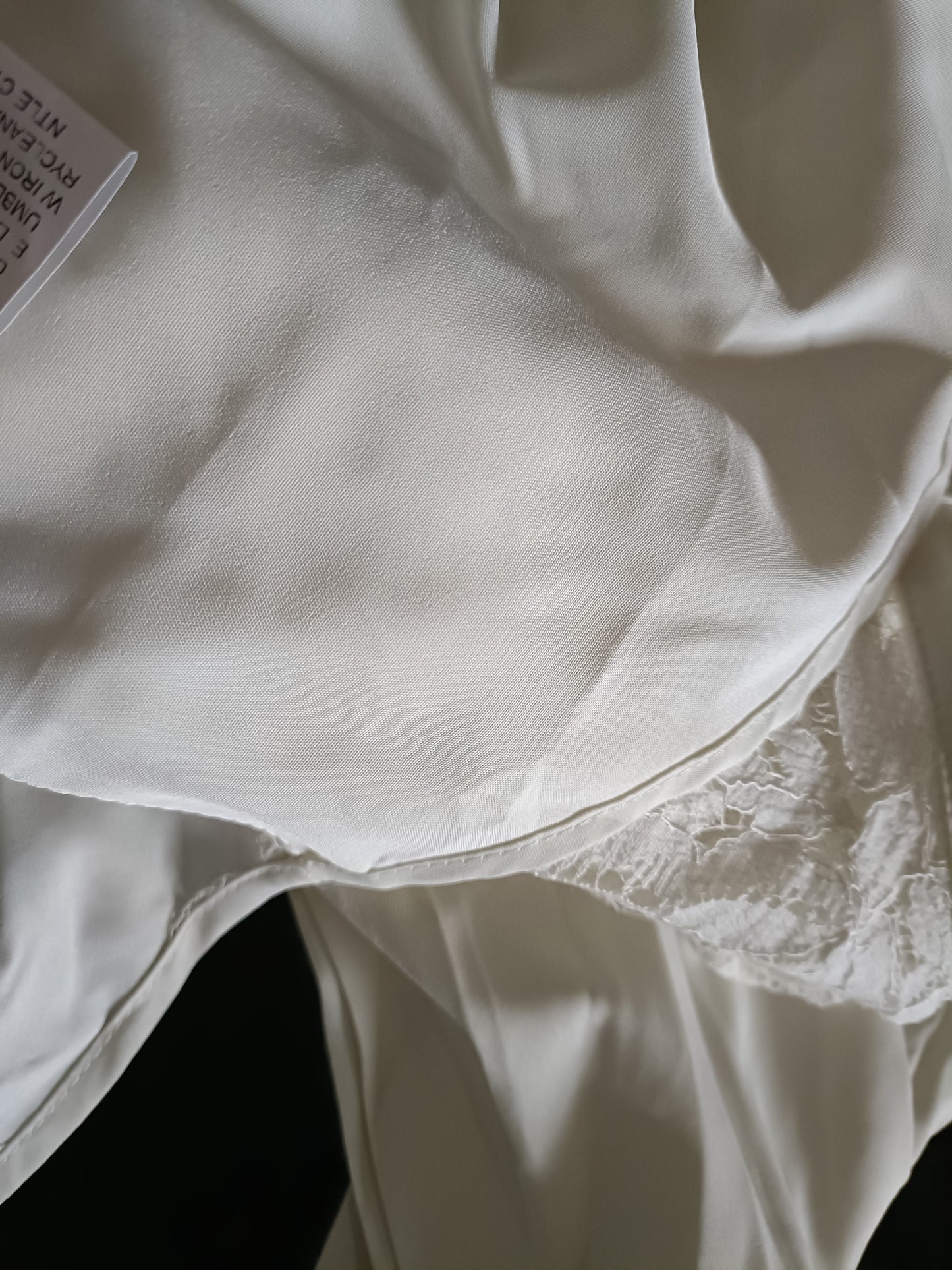Off White Collarless Shirt with Sheer Lace Panel