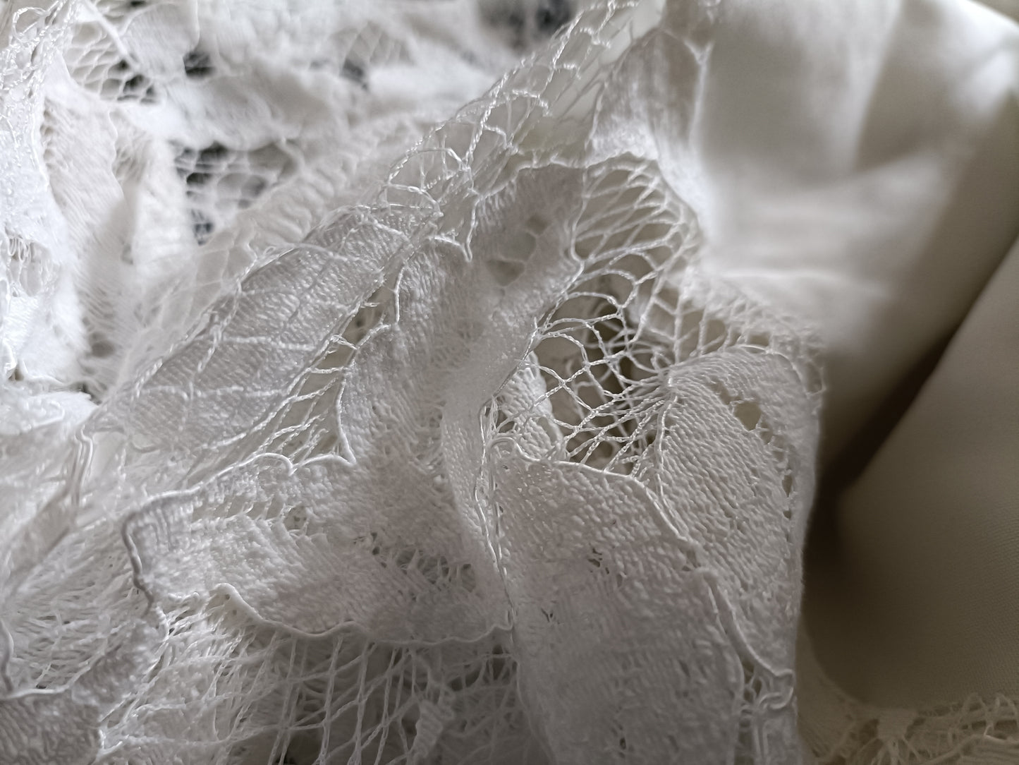 Off White Collarless Shirt with Sheer Lace Panel