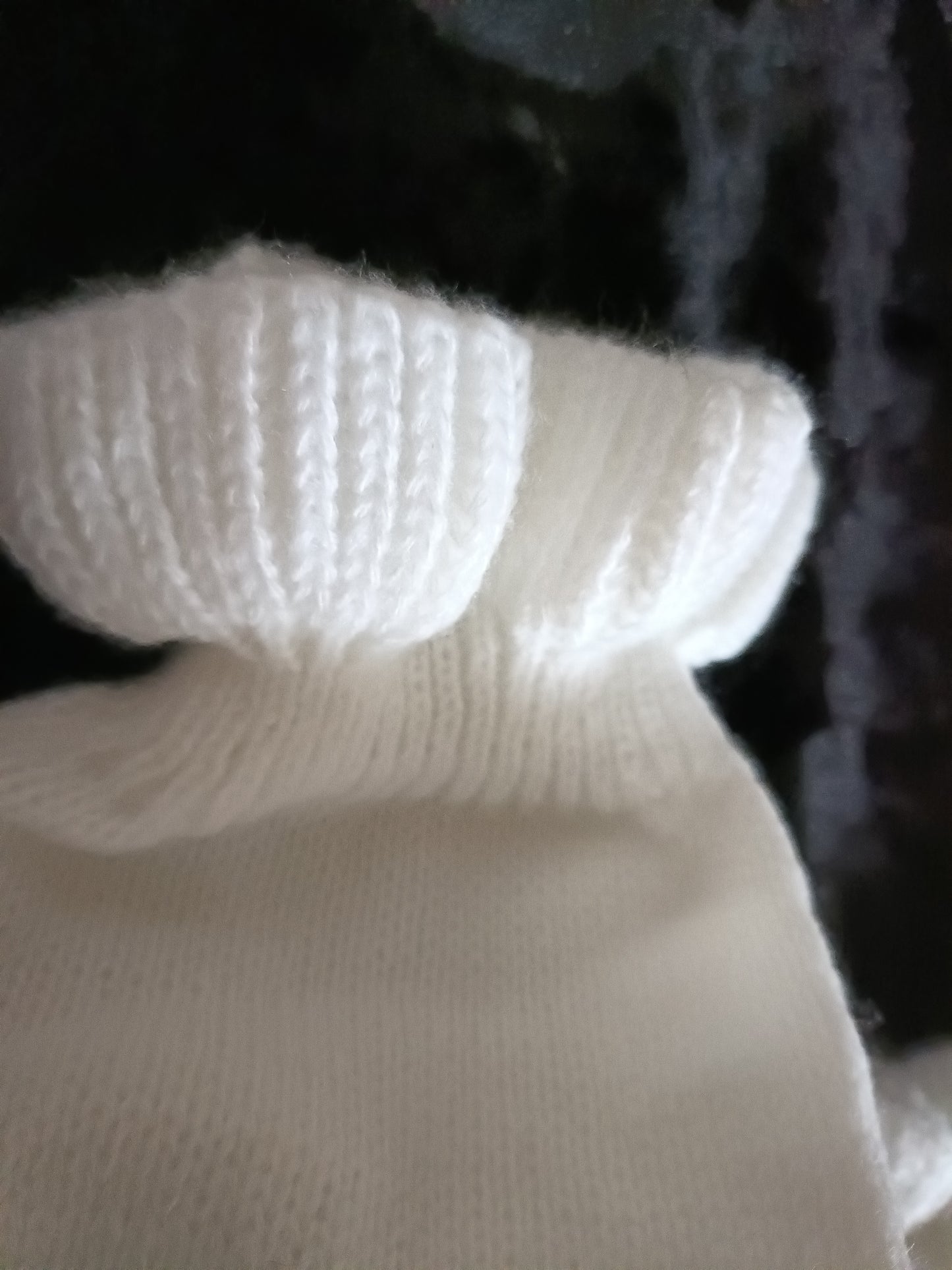 Off White Jumper with Ruffle Neck and Faux Pearl Button Detail