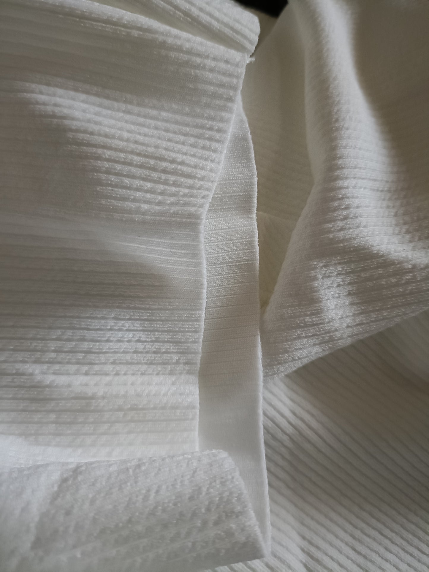 Off White Ribbed Waterfall Cardigan/Jacket with Tie Belt