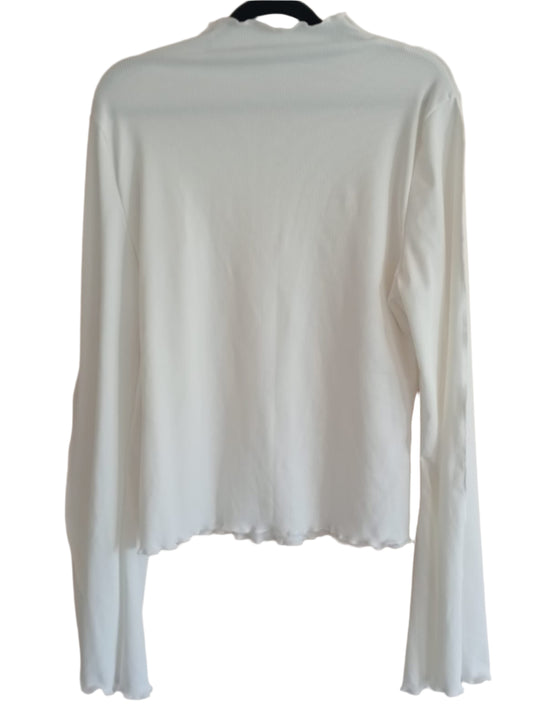 Cream Jumper with Outer Seam Detail, Ruffle Collar and Sleeves