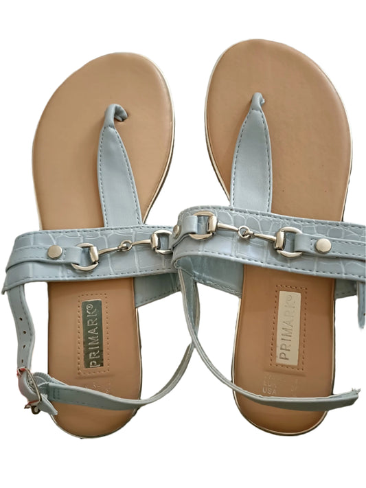 Light Blue T Strap Sandal with Metal detail and Buckle closure