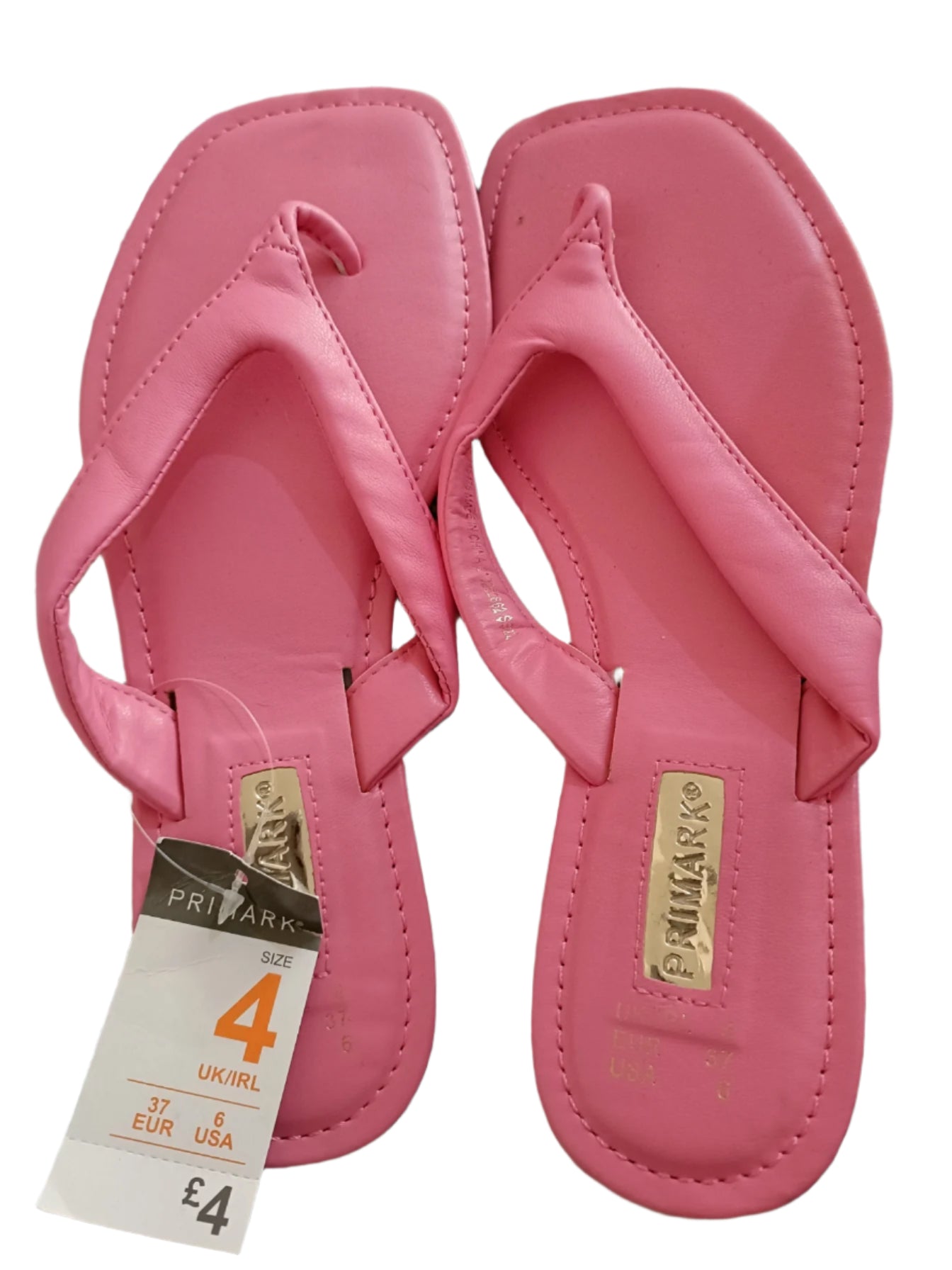 Pink Cushioned Strap Flip Flops with Square Front