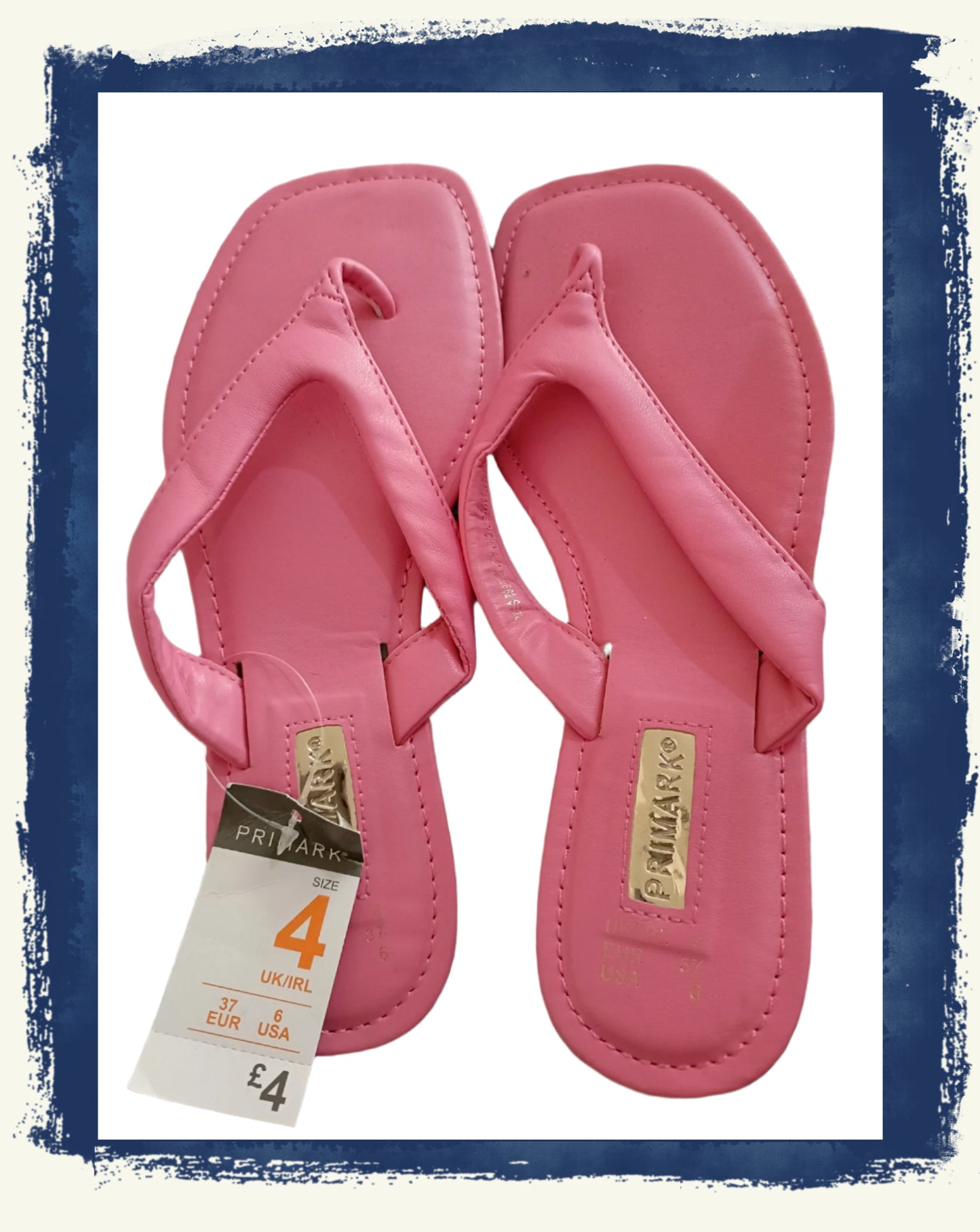 Pink Cushioned Strap Flip Flops with Square Front