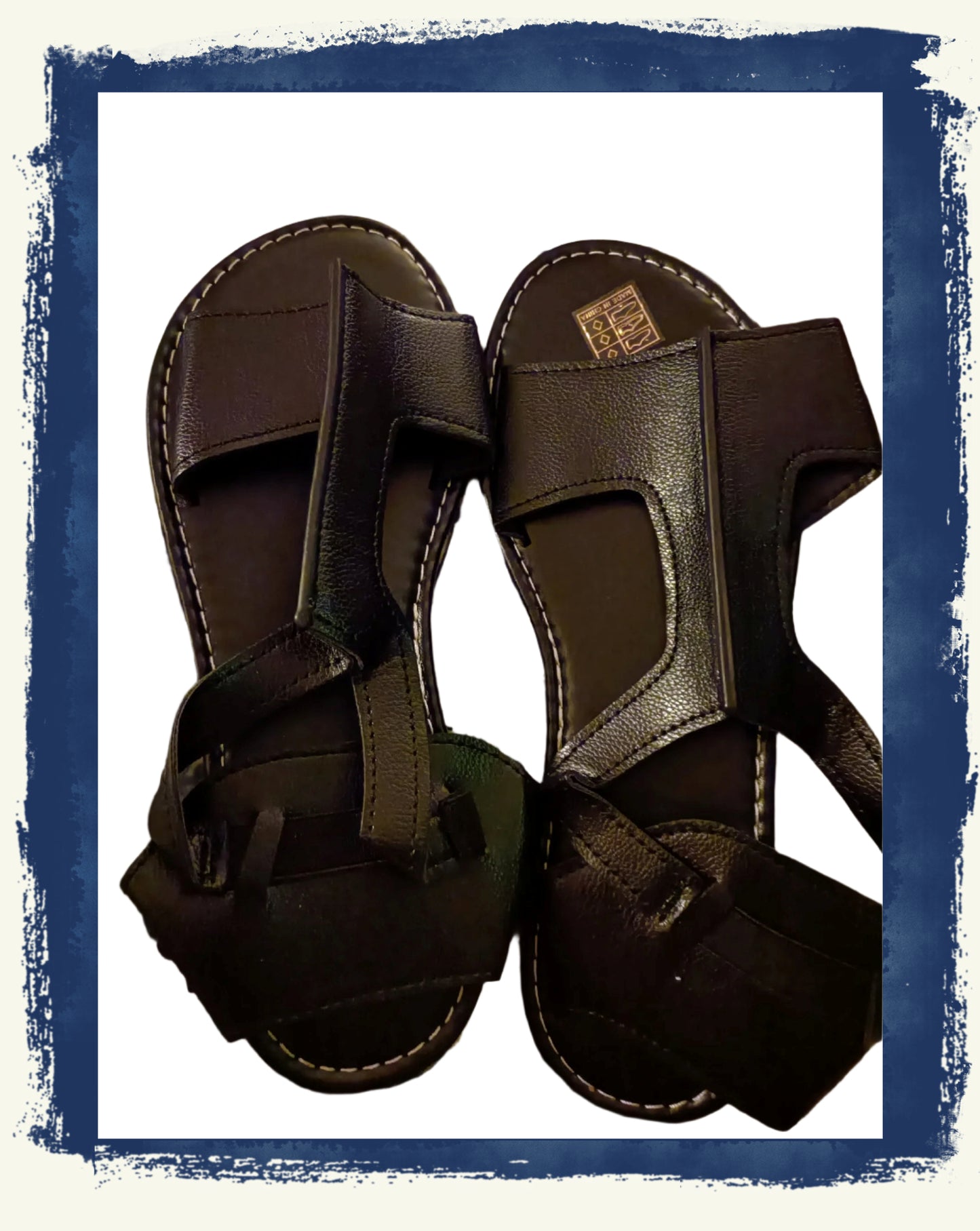 Black Flat T Bar Sandals