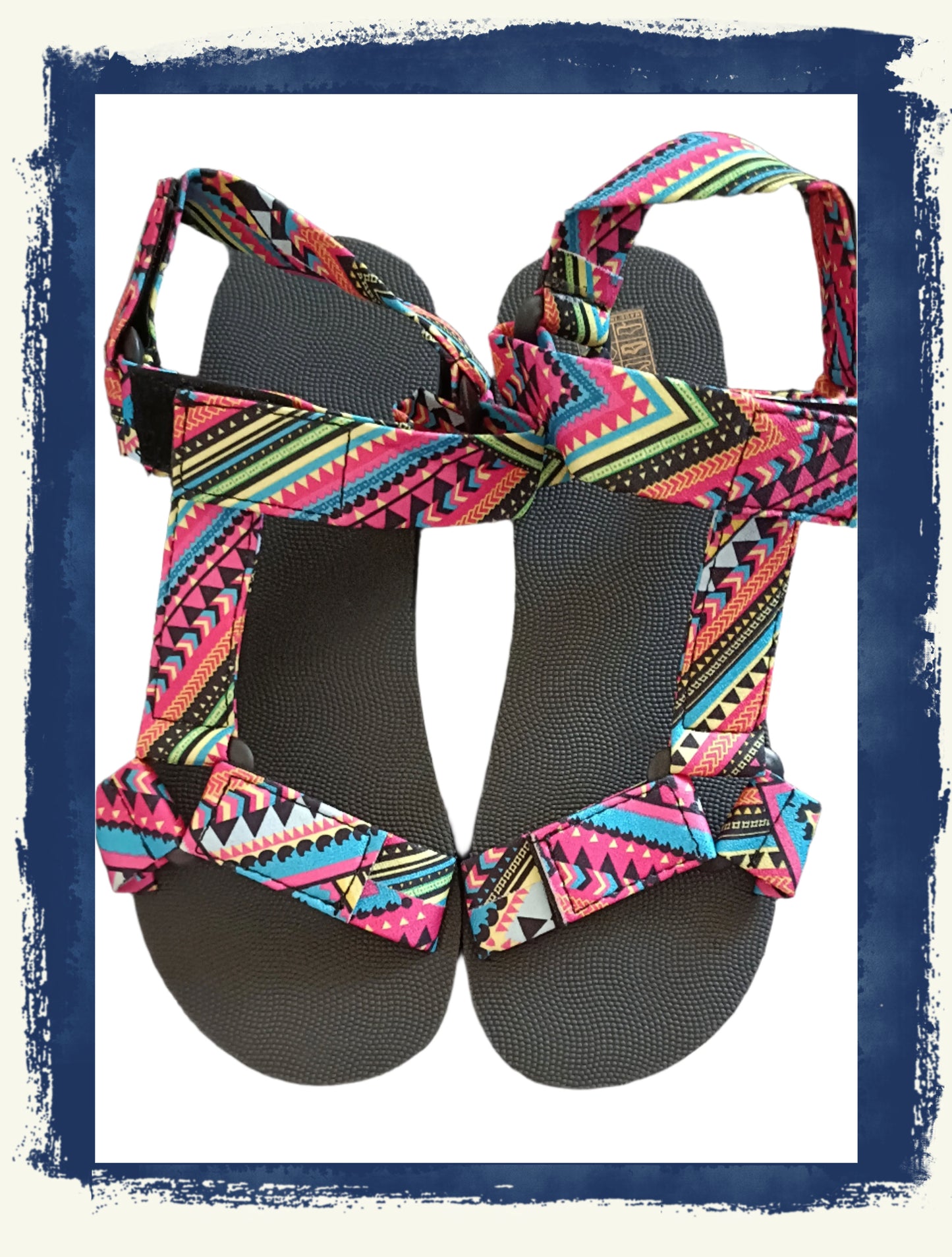Multi Coloured T Bar Casual Sandals